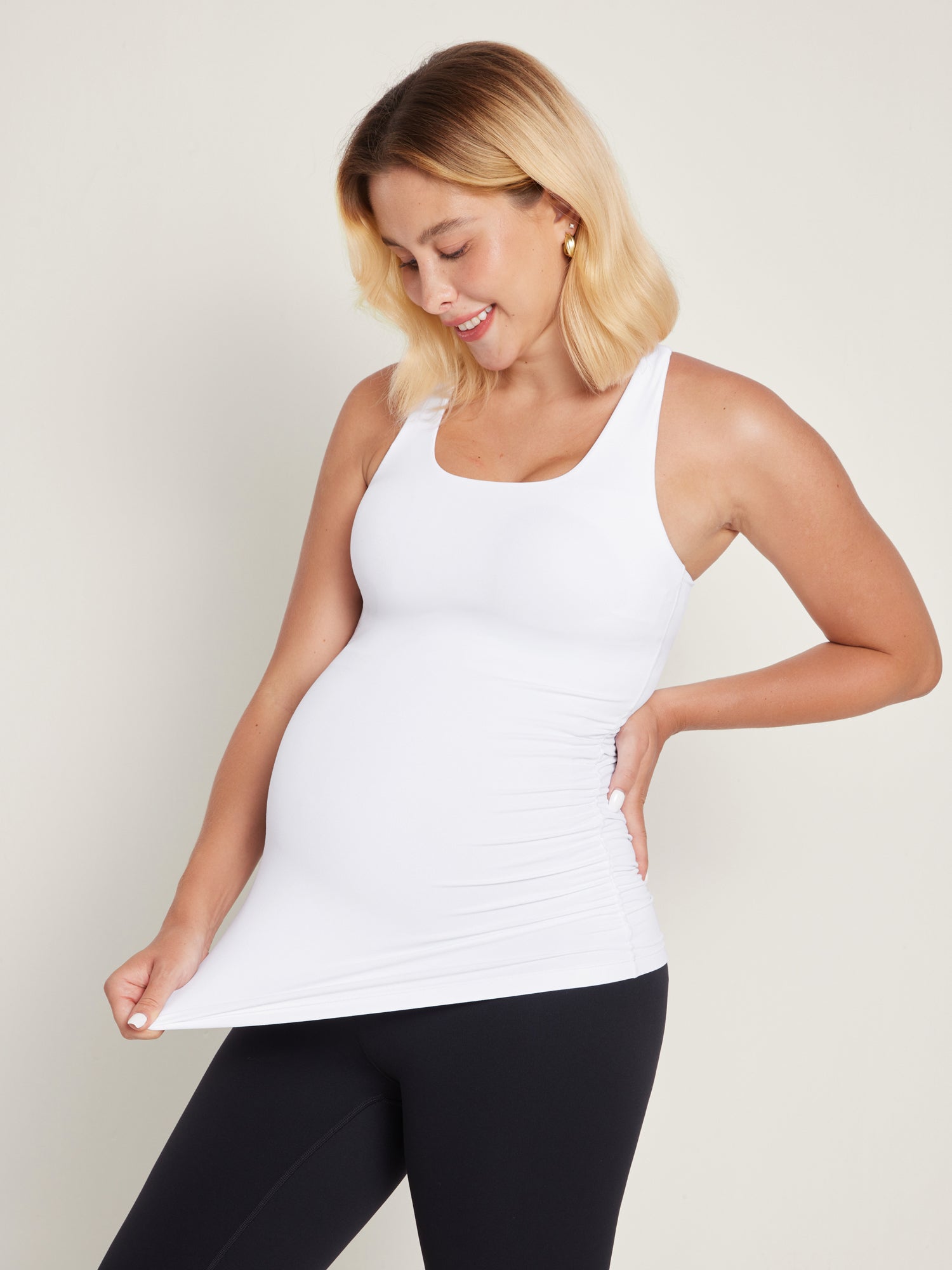 Women's Natrelax® Racerback Maternity Tank - Ruched Sides Black