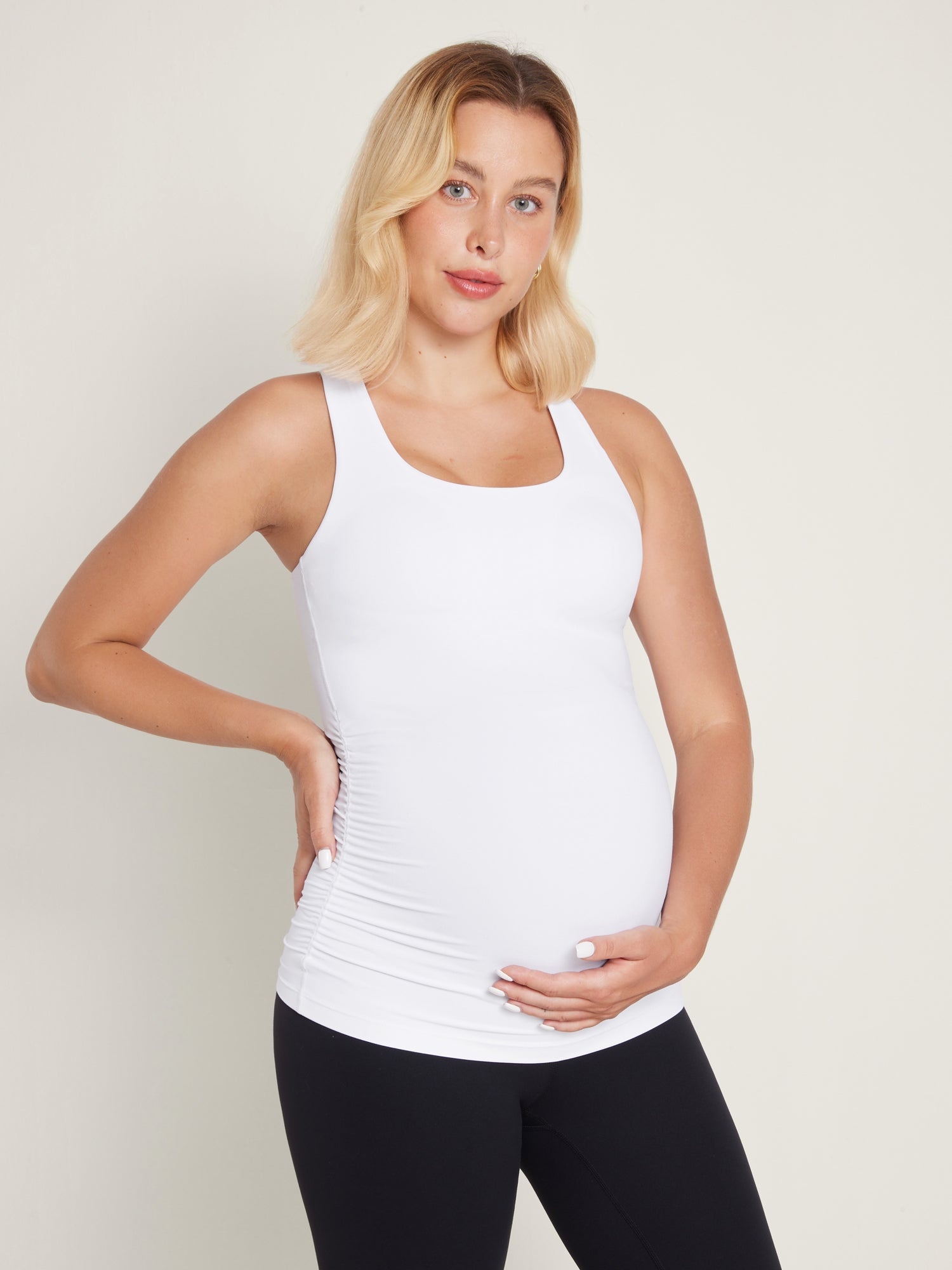 Women's Natrelax® Racerback Maternity Tank - Ruched Sides Black