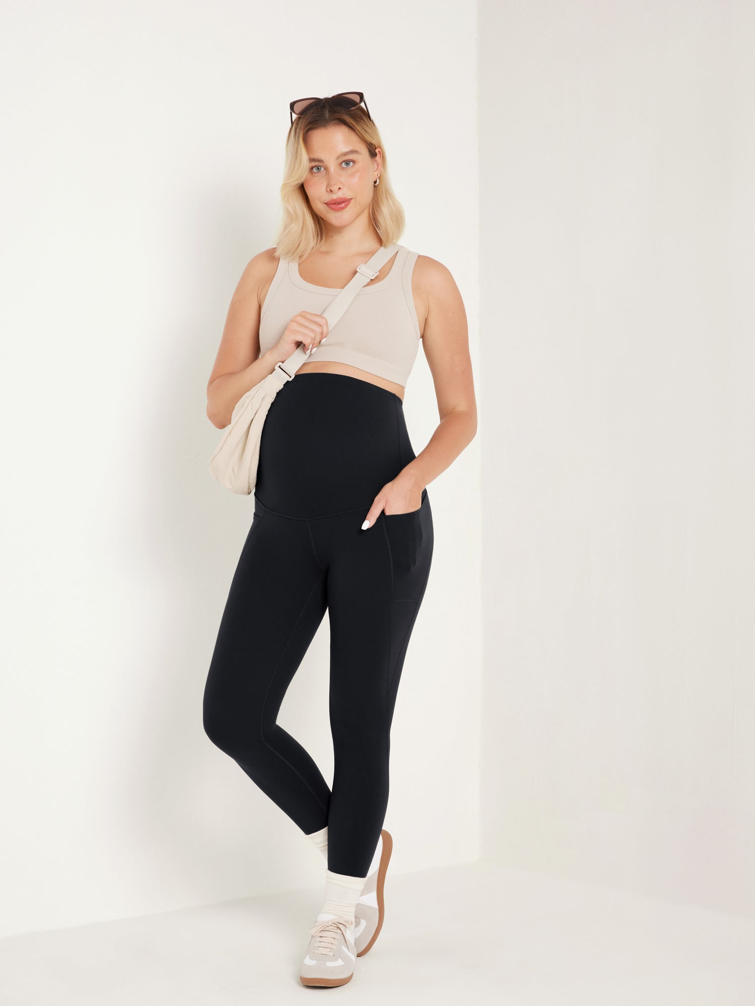Women's Maternity Leggings With Pockets Natrelax 25'' Black