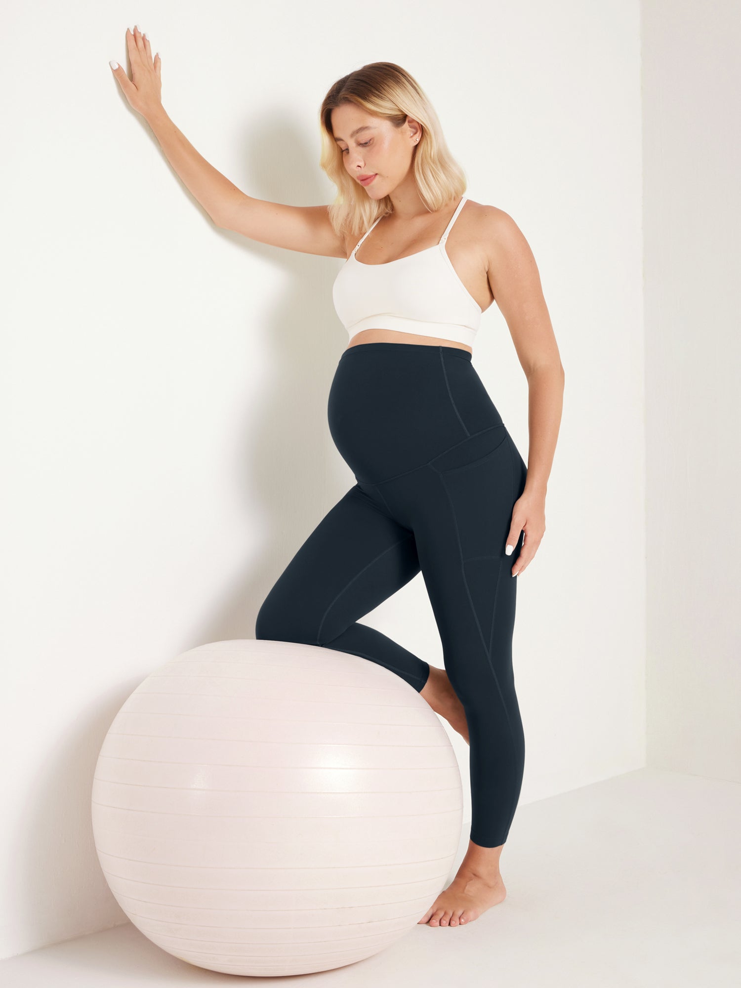 Women's Maternity Leggings With Pockets Natrelax 25'' True Navy