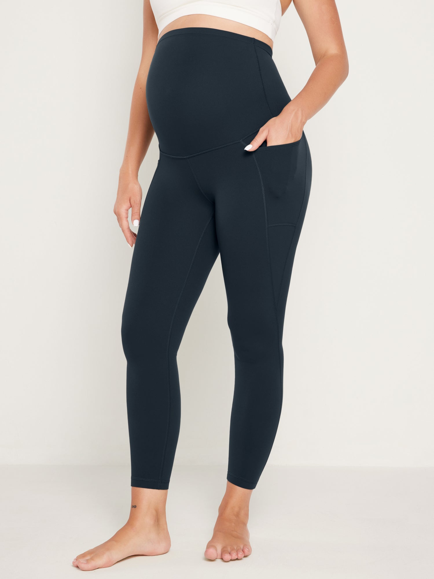 Women's Maternity Leggings With Pockets Natrelax 25'' True Navy