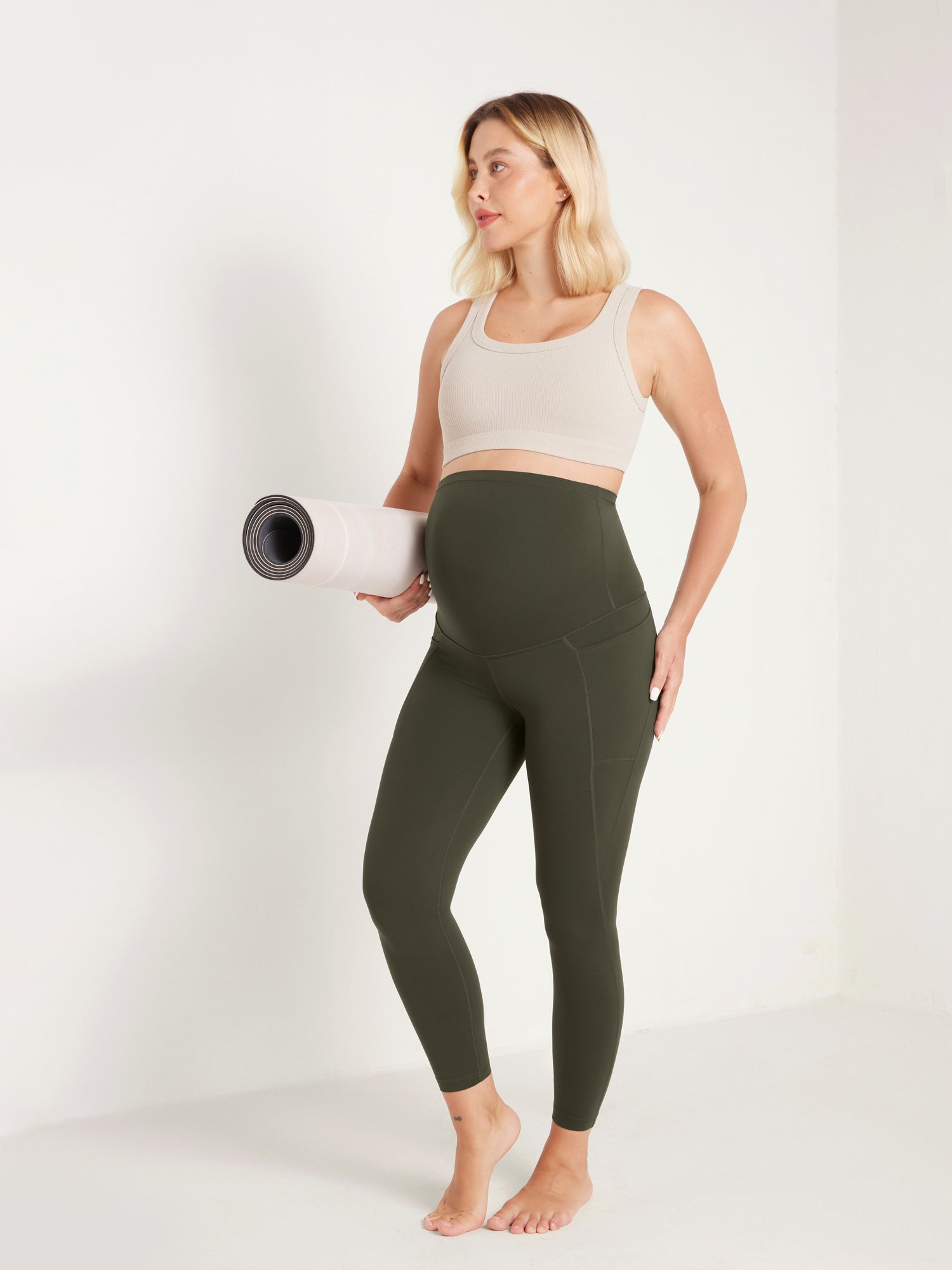 Women's Maternity Leggings With Pockets Natrelax 25'' Black