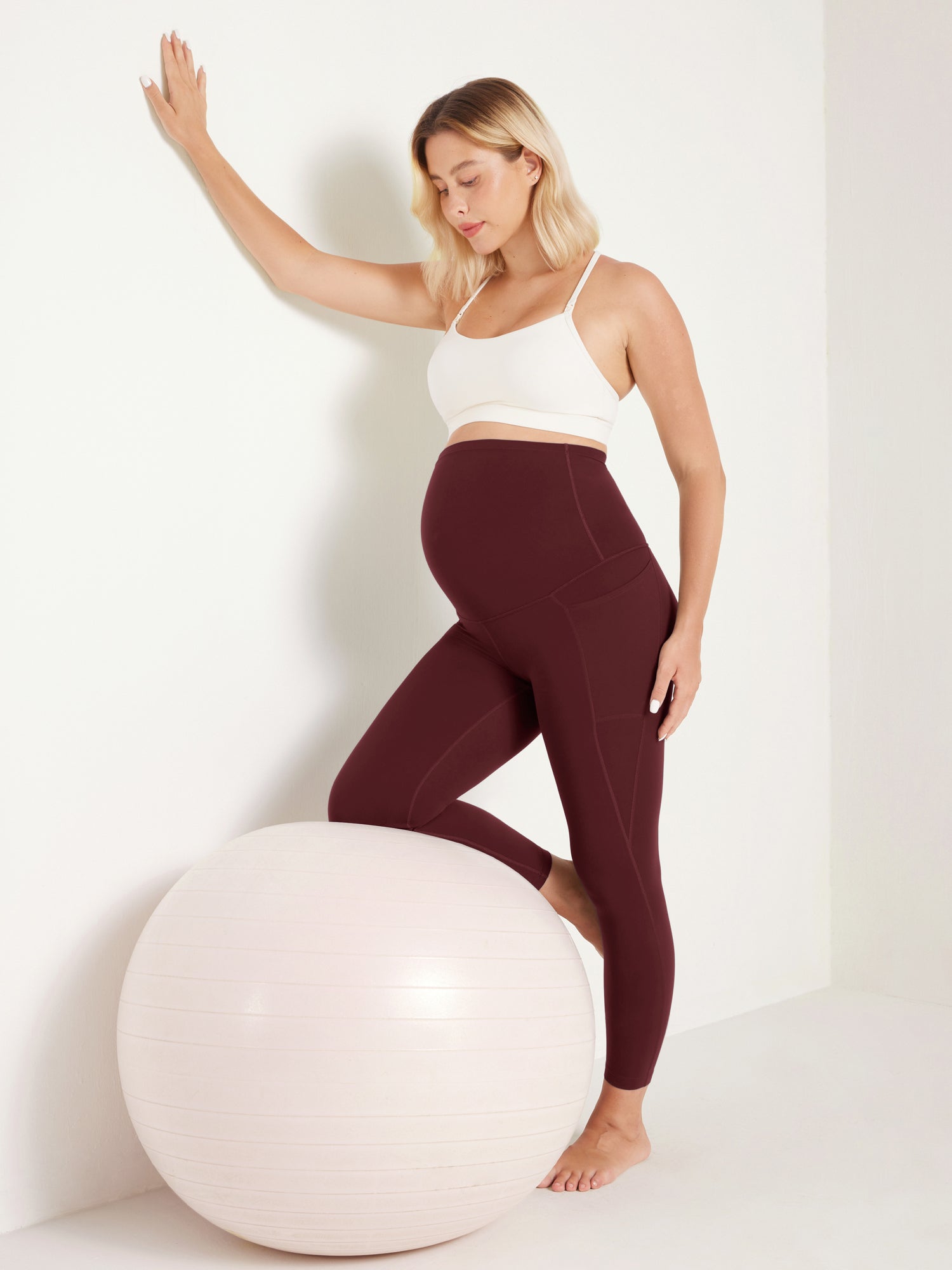 Women's Maternity Leggings With Pockets Natrelax 25'' Olive Green