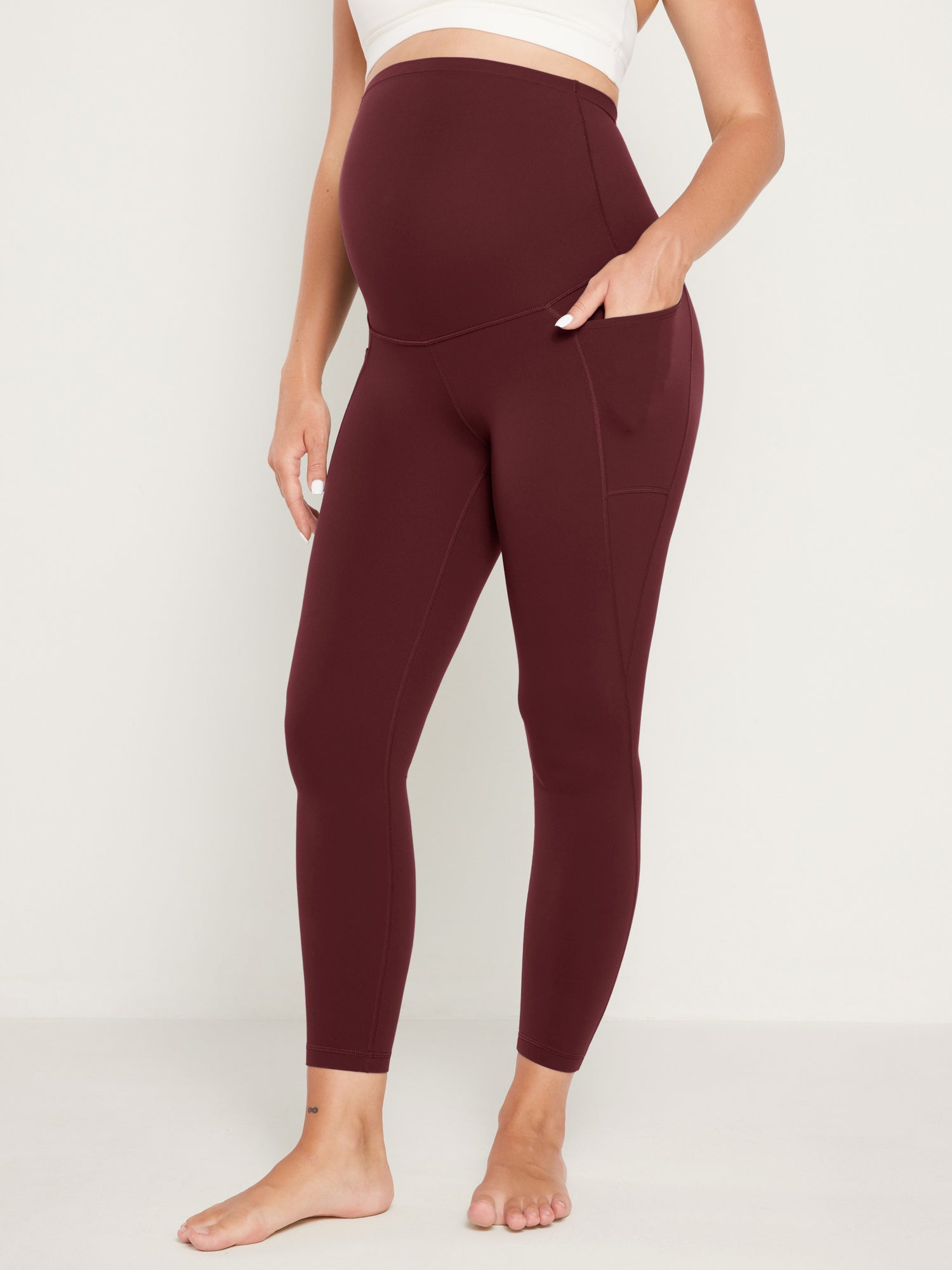 Women's Maternity Leggings With Pockets Natrelax 25'' Olive Green