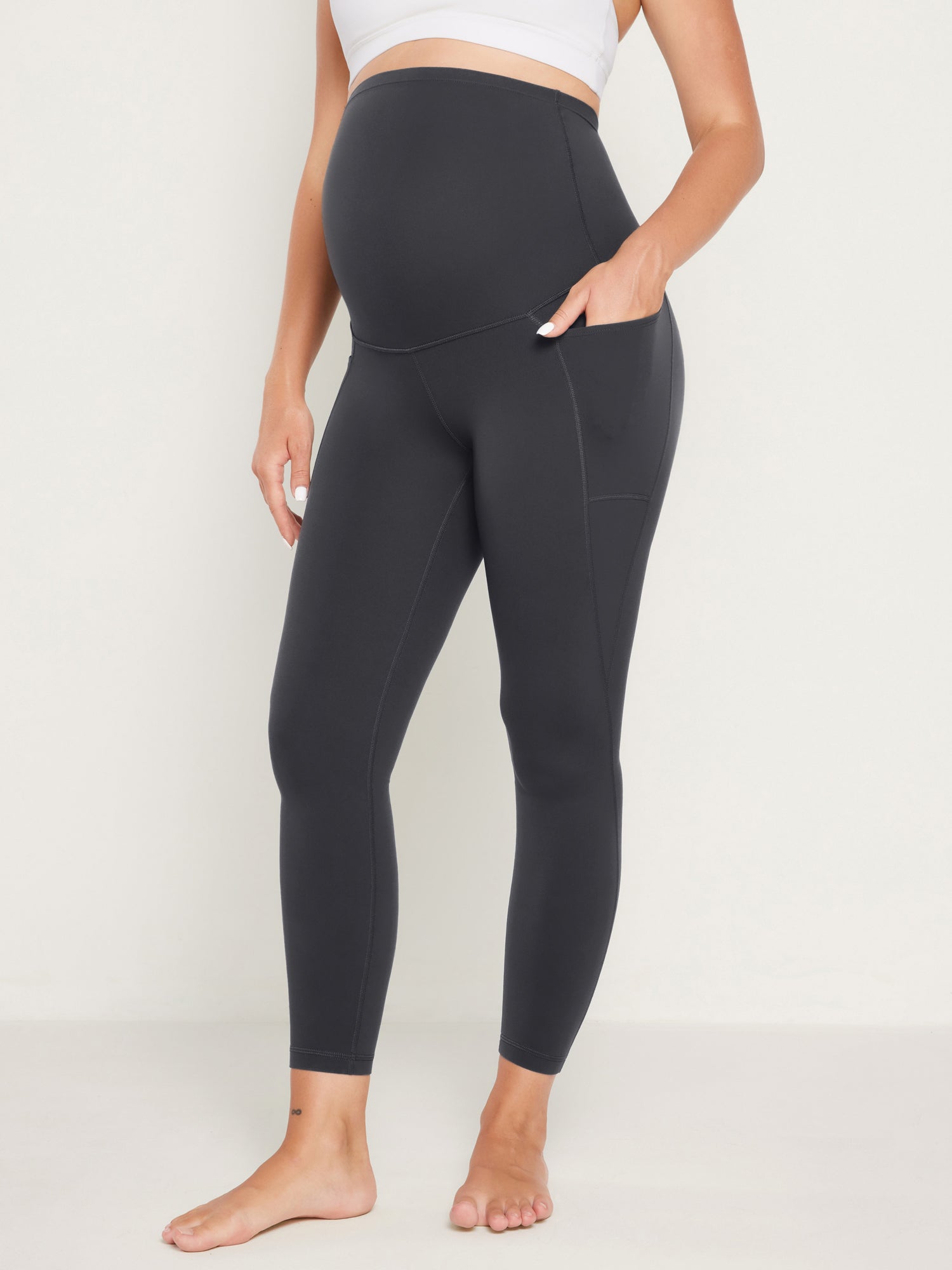 Women's Maternity Leggings With Pockets Natrelax 25'' Olive Green