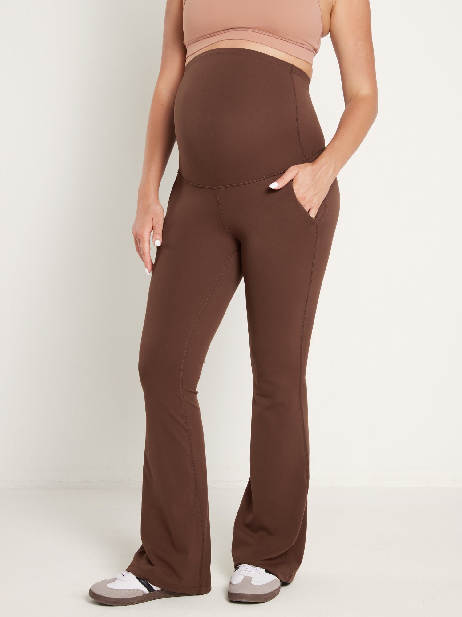 Women's Natrelax®  Maternity Flare Leggings With Pockets Natrelax 25'' Red Merlot