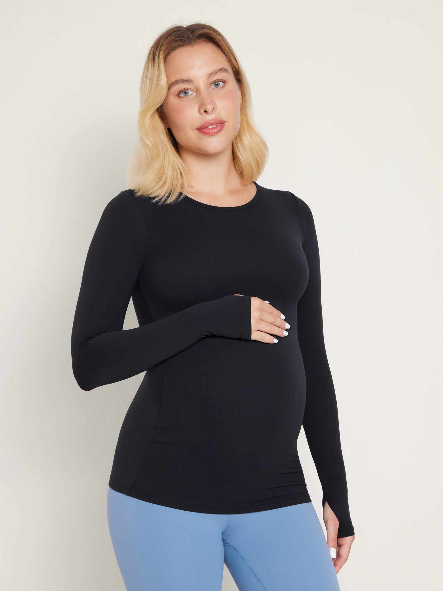 Women's Natrelax® Long Sleeve Maternity Crewneck T-Shirts Milky White