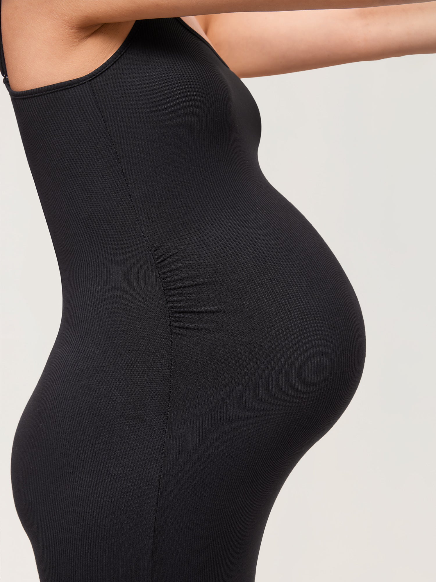 Square Neck Ribbed Maternity Dress