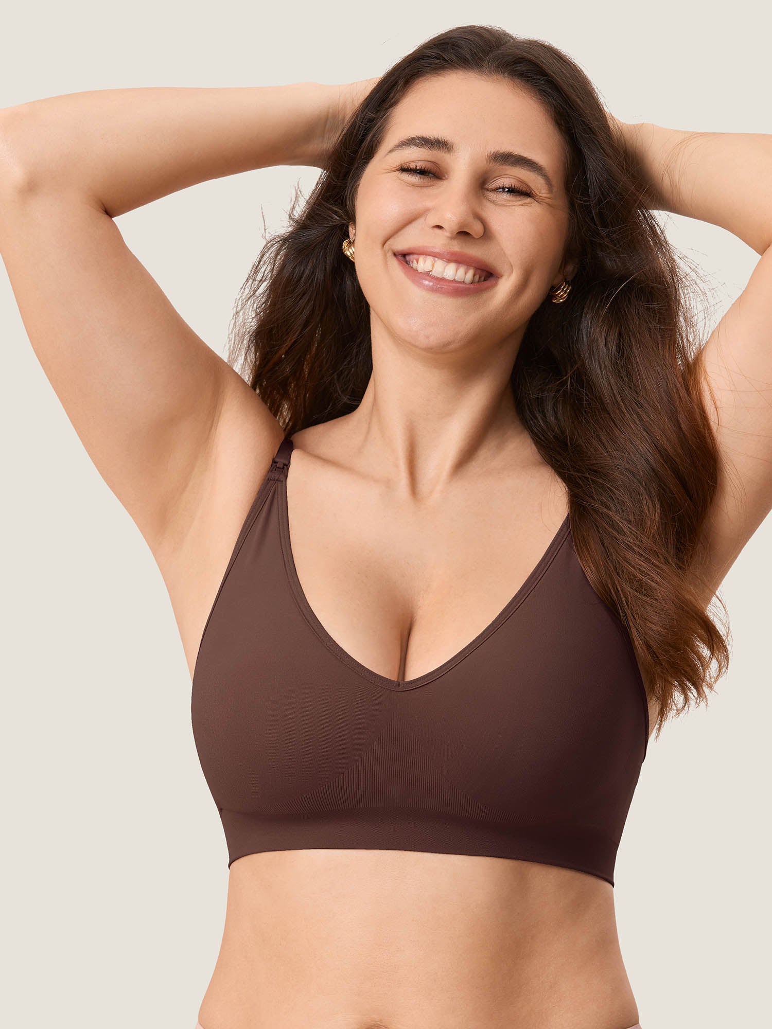 Seamless Soft Knit Nursing Bra Hazelnut