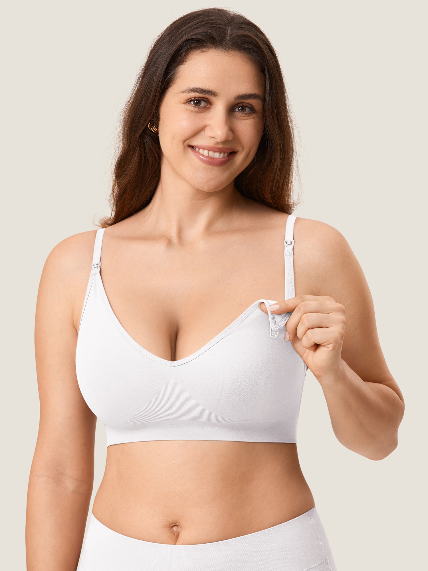 MOMANDA Women's Seamless Soft Knit Nursing Bra Snow White