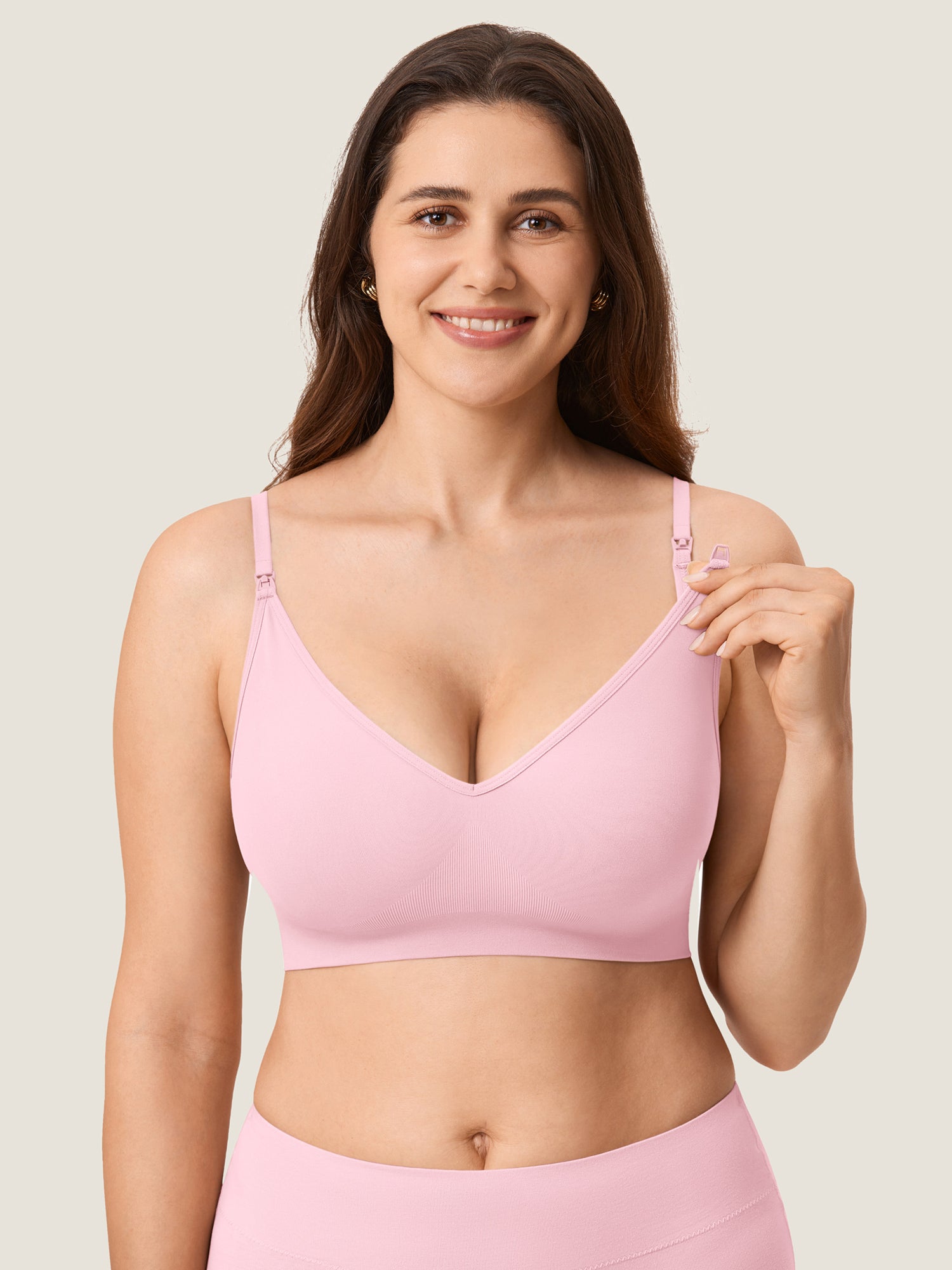 MOMANDA Women's Seamless Soft Knit Nursing Bra Hazelnut