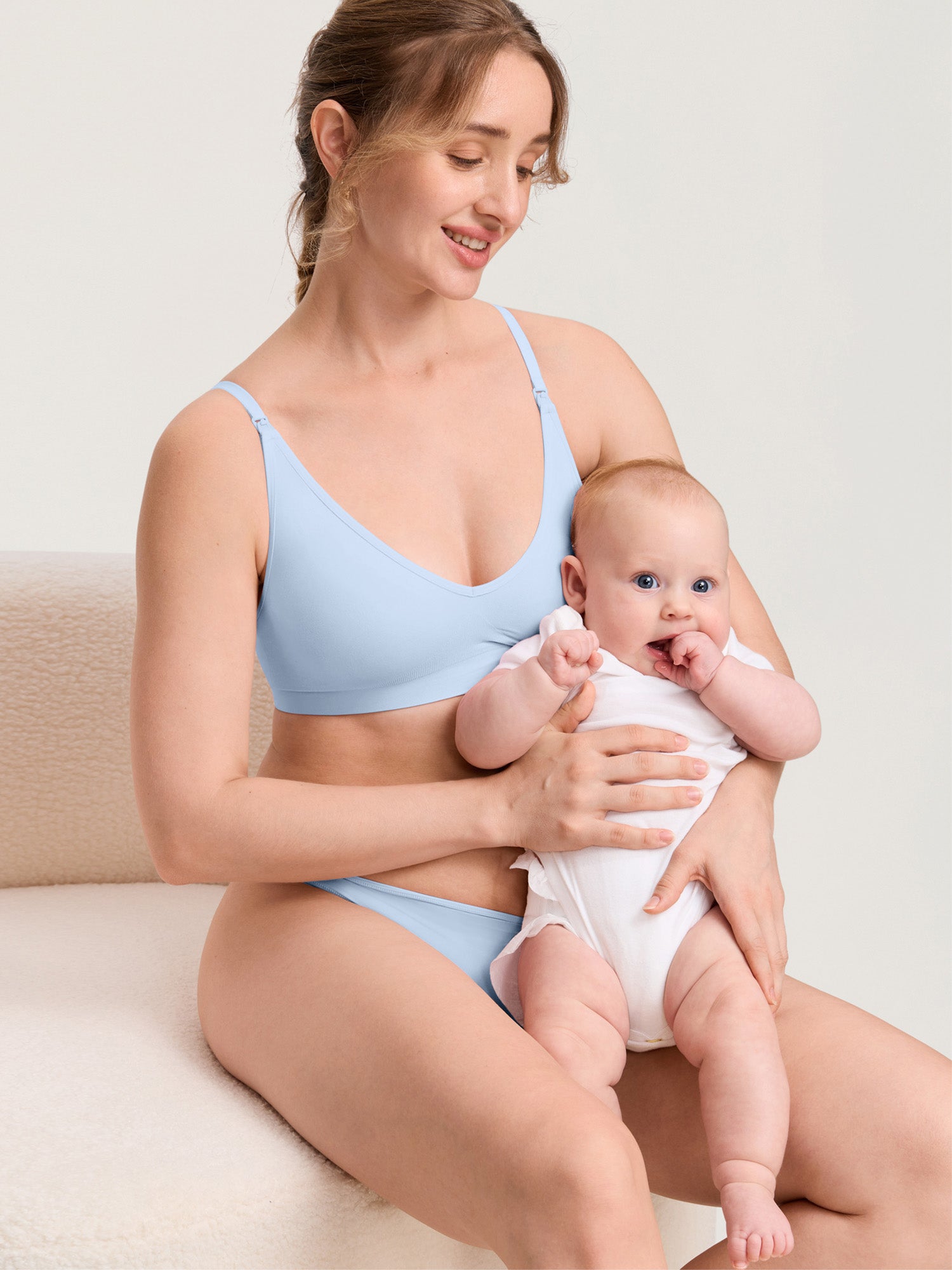 MOMANDA Women's Seamless Soft Knit Nursing Bra ICE
