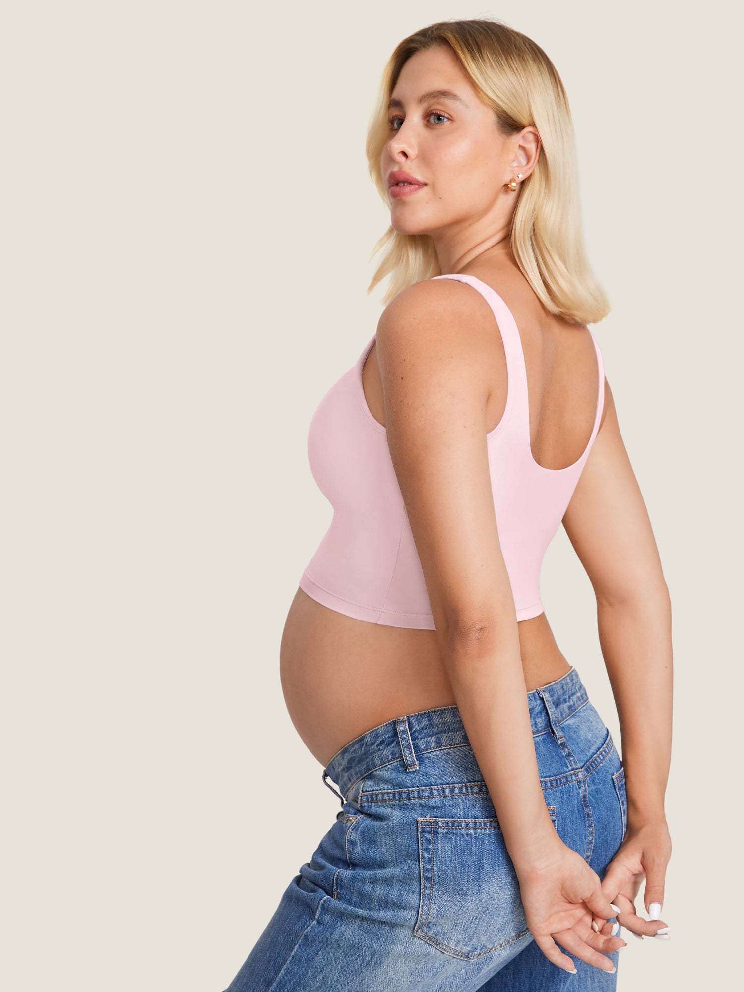 MOMANDA Women's Natrelax® Nursing Crop Tank Top - V Neck Lilac Air
