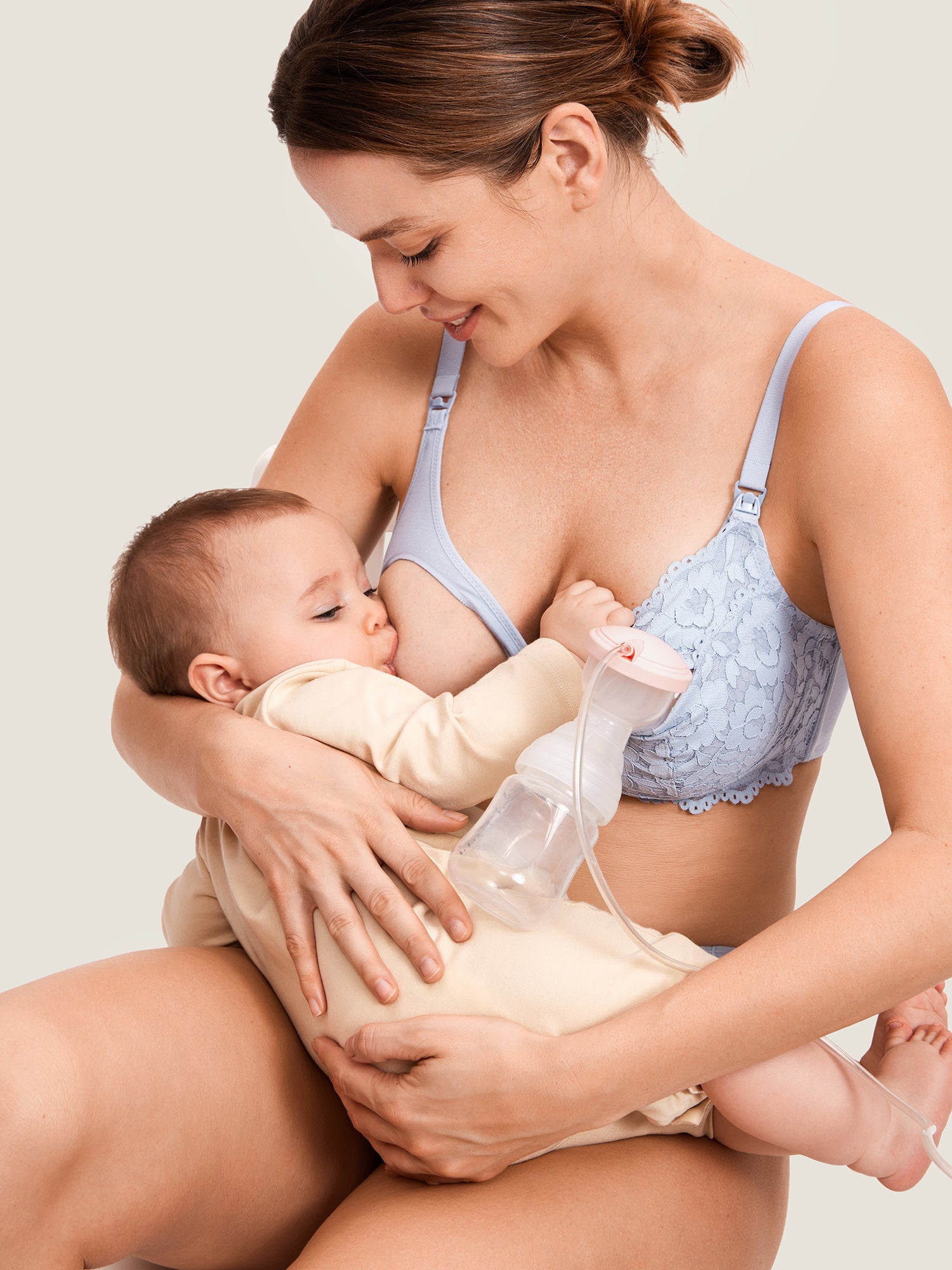 Cotton Lining Hands Free Pumping Bra Glacier blue