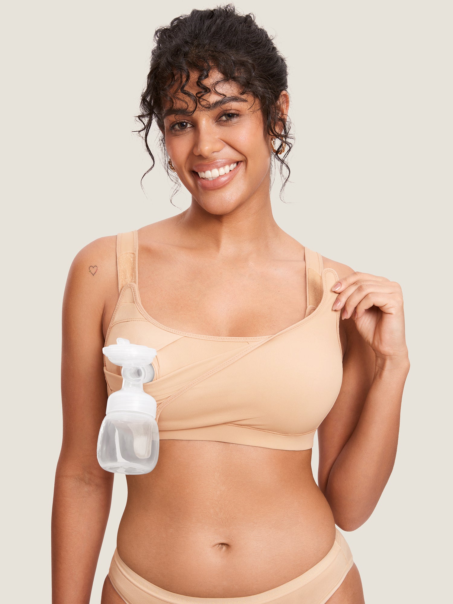 Natrelax™ Velcro All-in-One Nursing & Pumping Bra Warm Beige