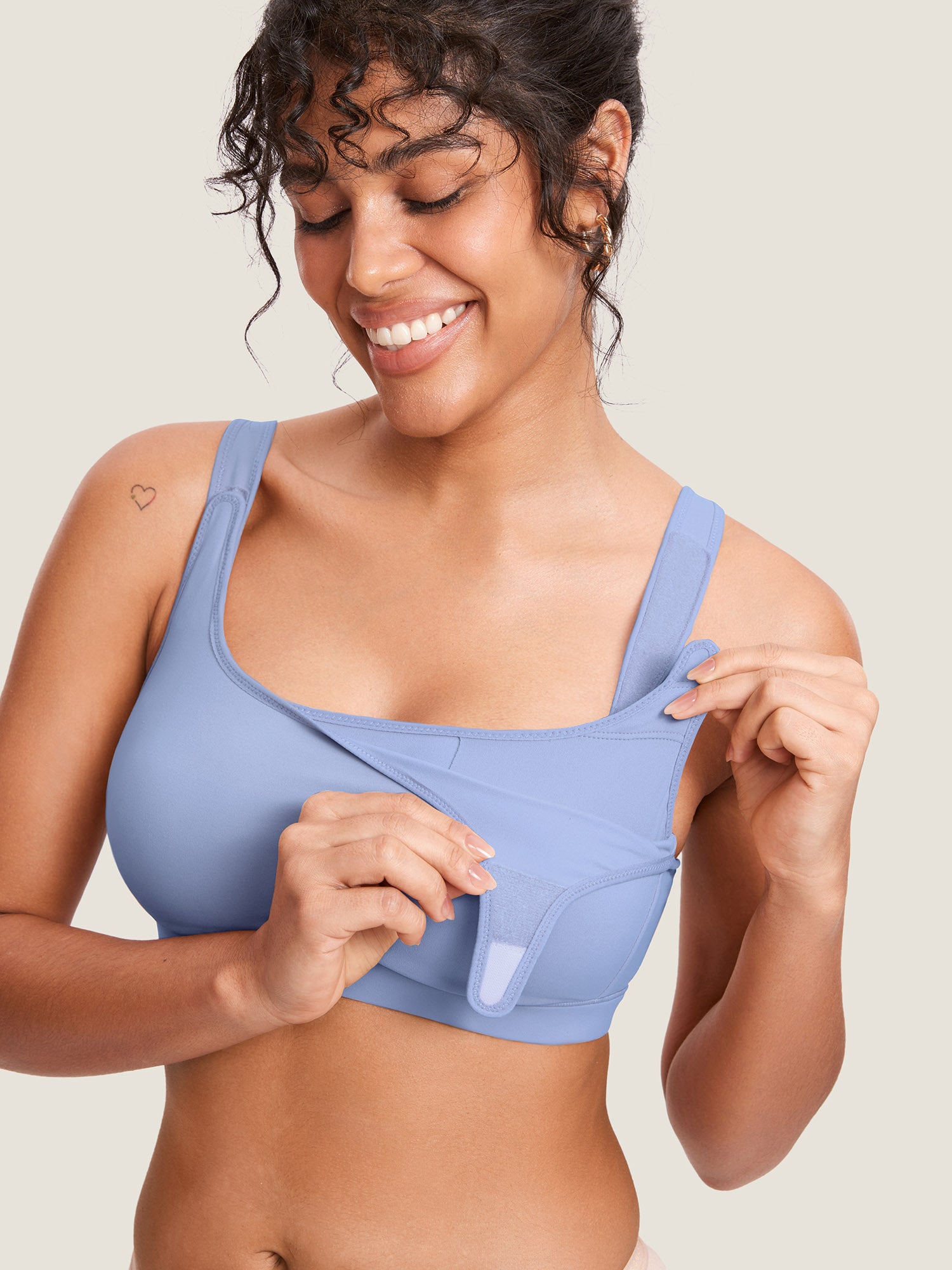 Natrelax™ Velcro All-in-One Nursing & Pumping Bra Frost Blue