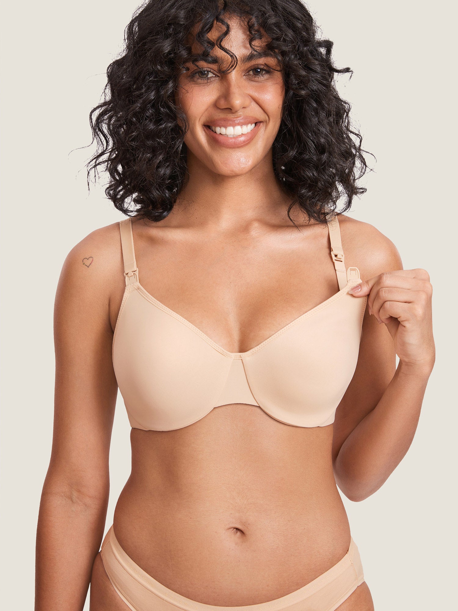 Underwire Minimizer Nursing Bra Beige