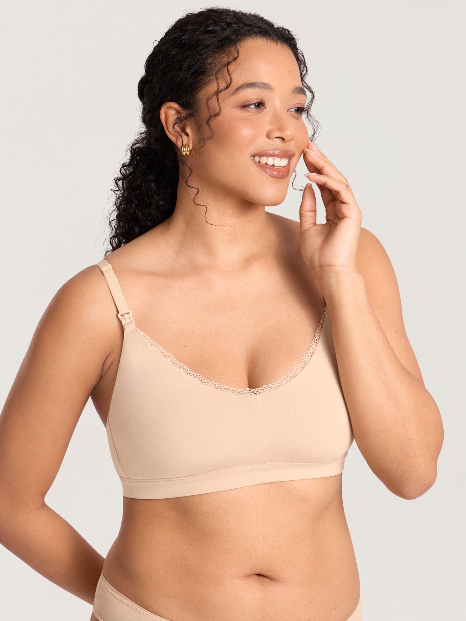 Cotton Lace Trim Nursing Bralette
