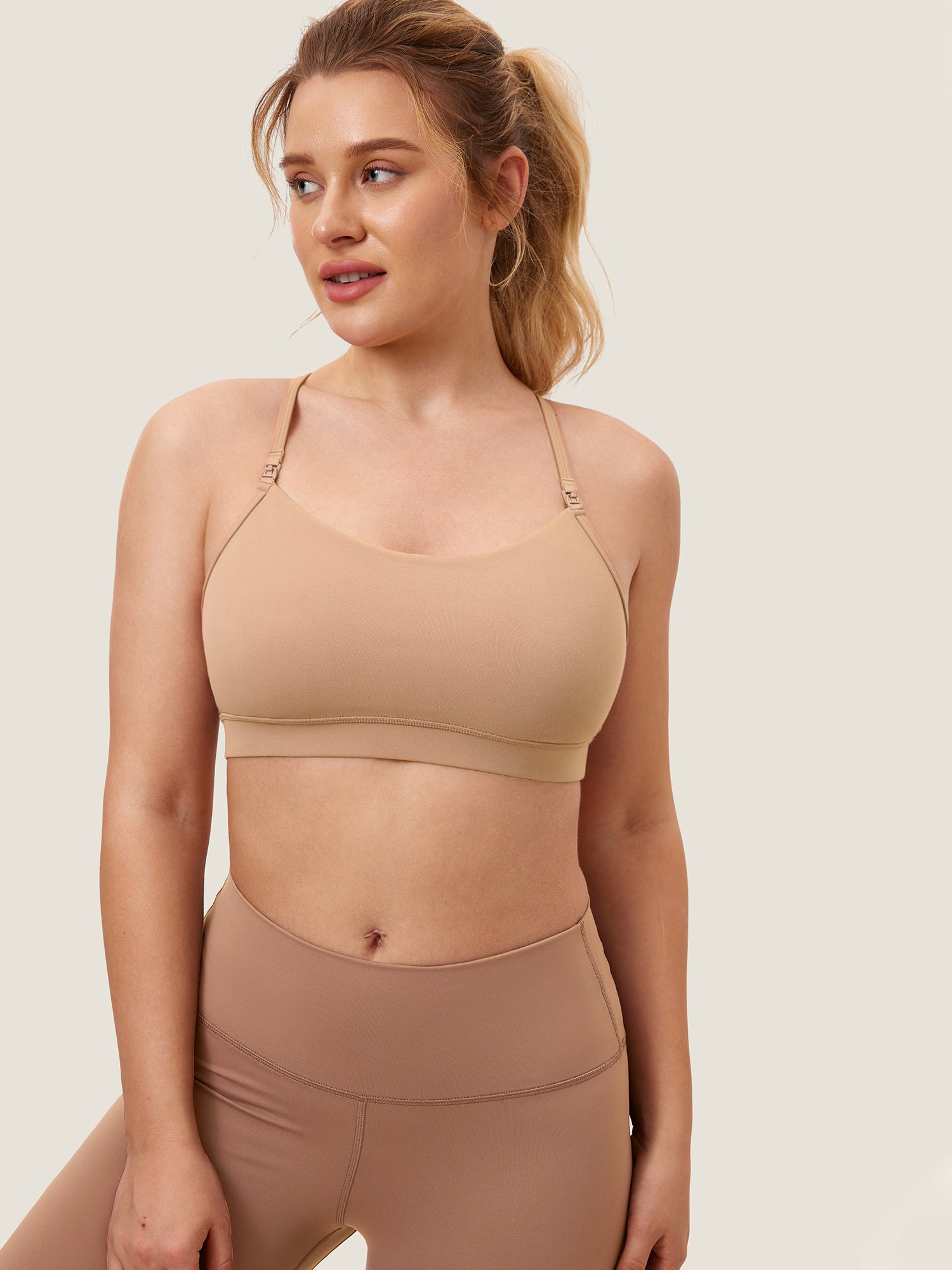MOMANDA Women's Natrelax® Y Back Nursing Sports Bra Mocha Mousse