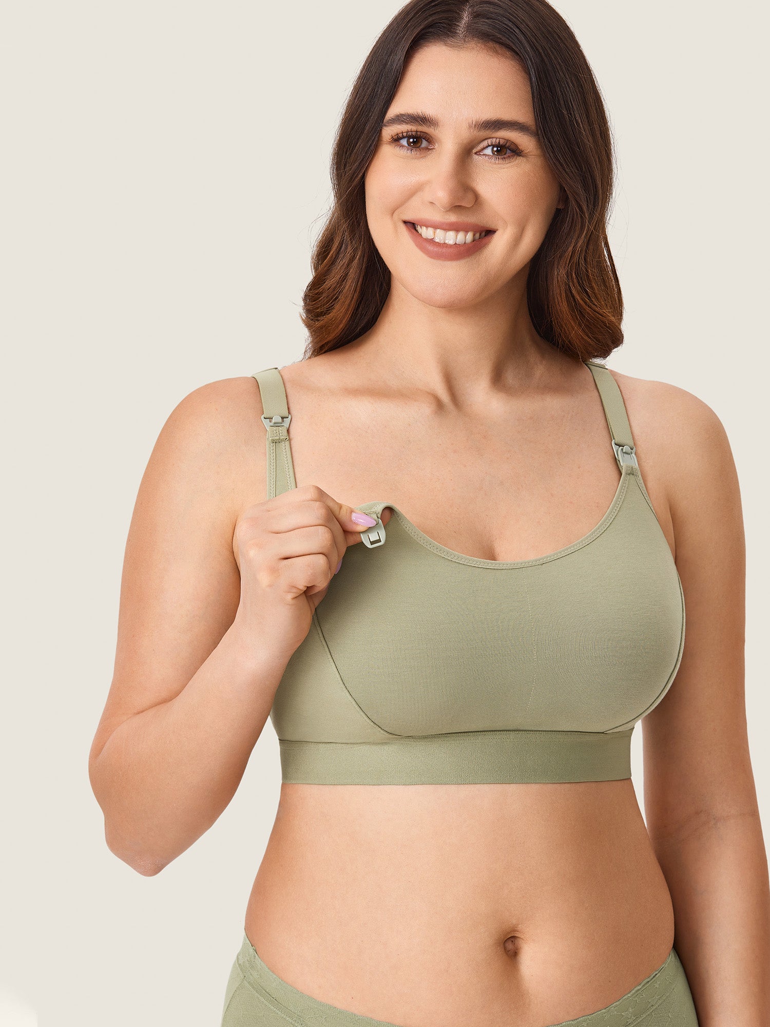 Women's Cotton Plus Size Nursing Sport Bra Grey Olive