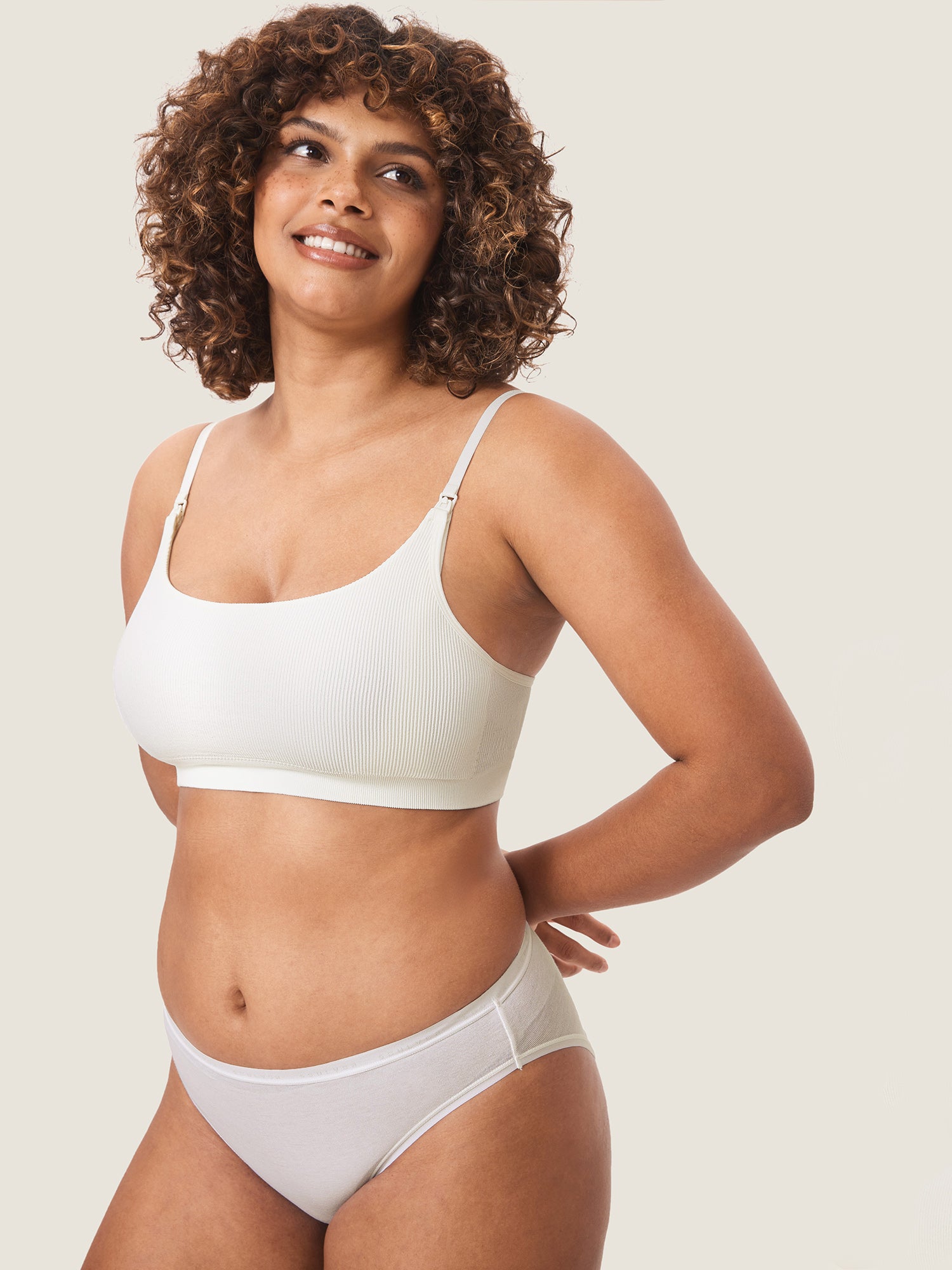 Ribbed Scoop Nursing Bralette Iceland White