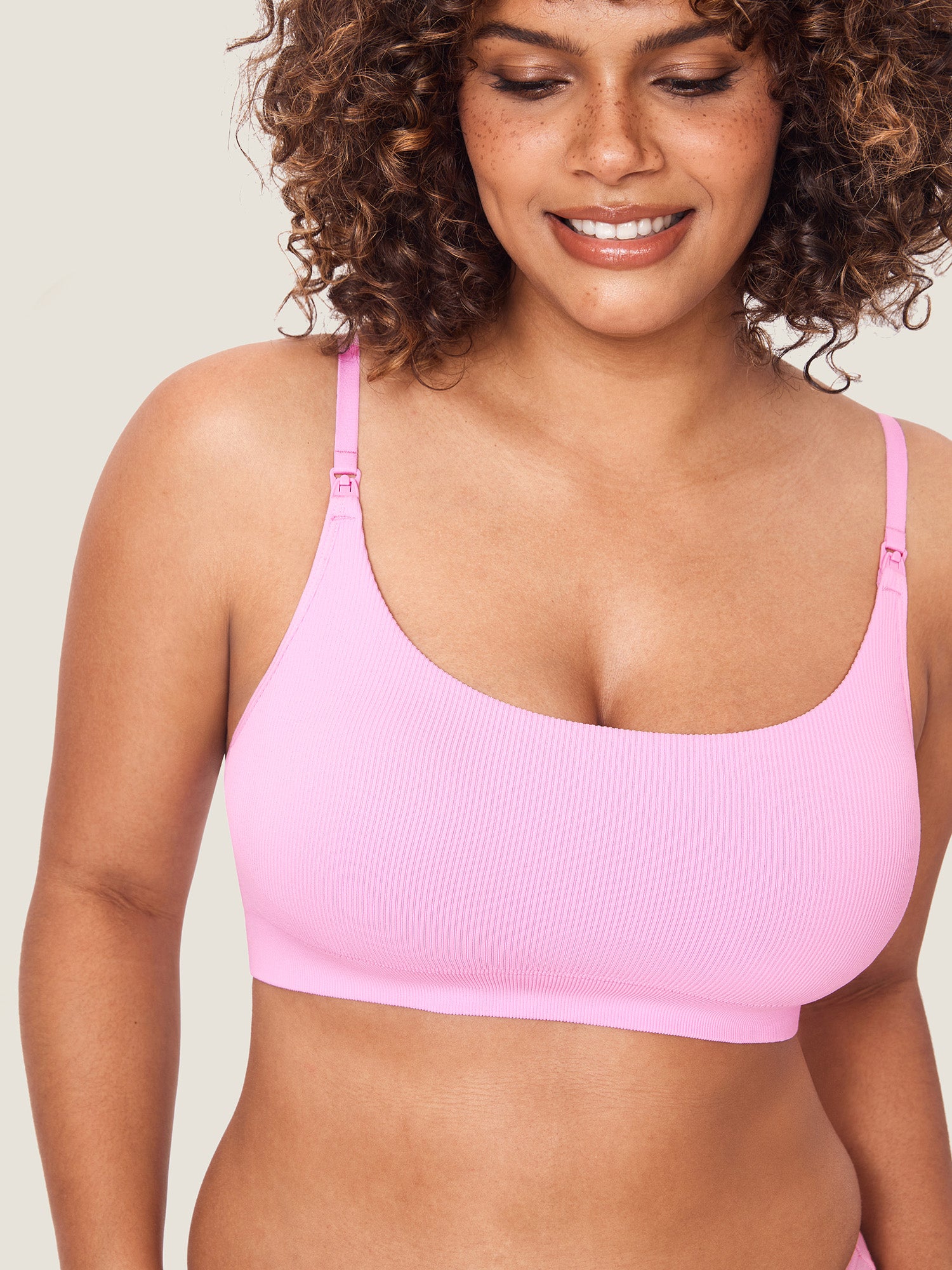 Ribbed Scoop Nursing Bralette Candy Pink