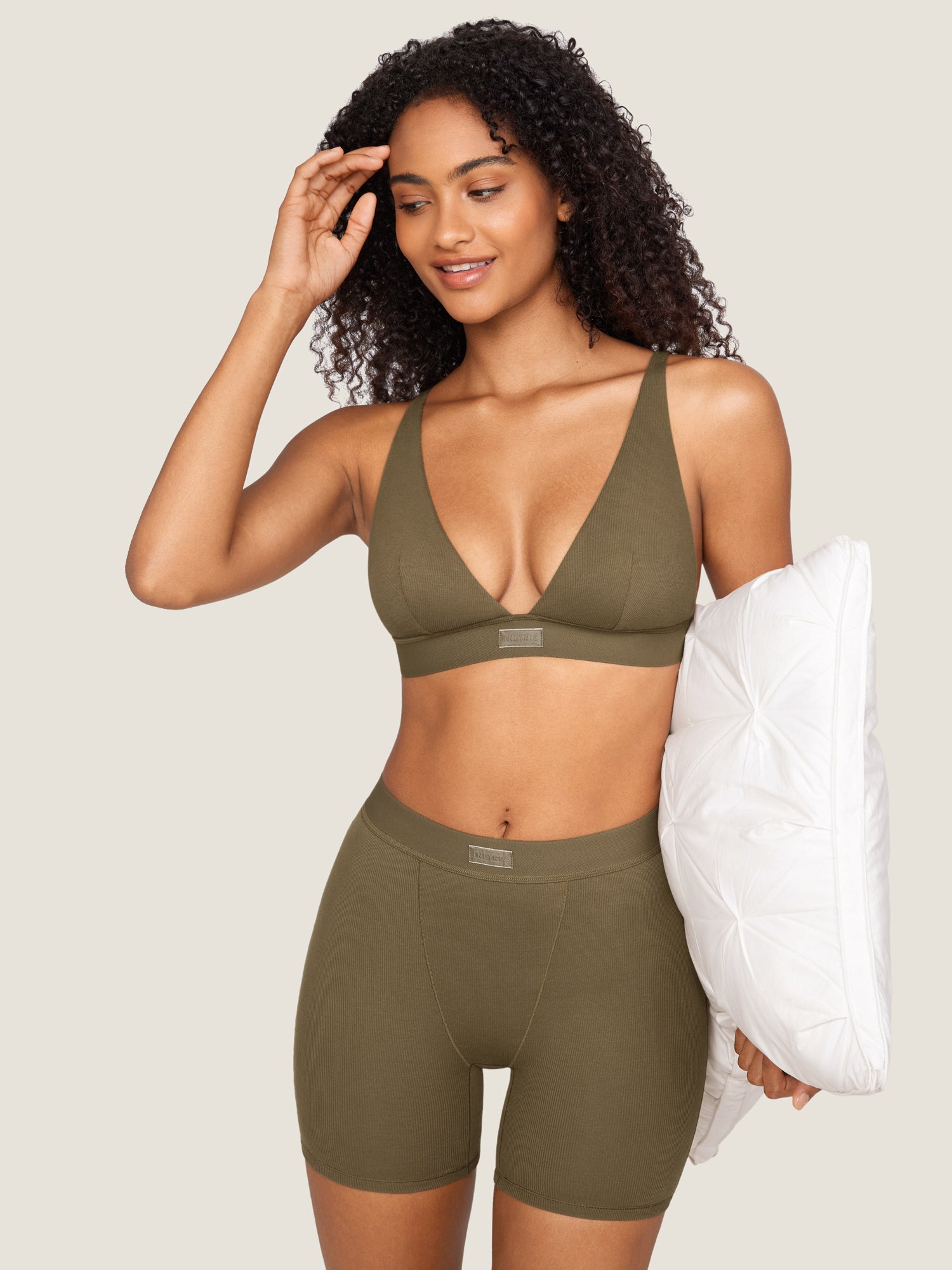 Cotton Ribbed Plunge Bralette