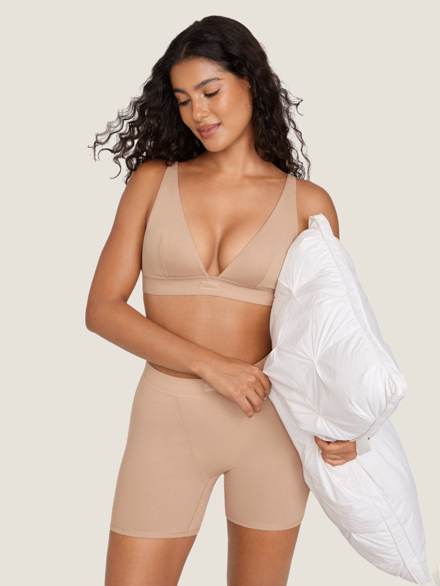 Cotton Ribbed Plunge Bralette