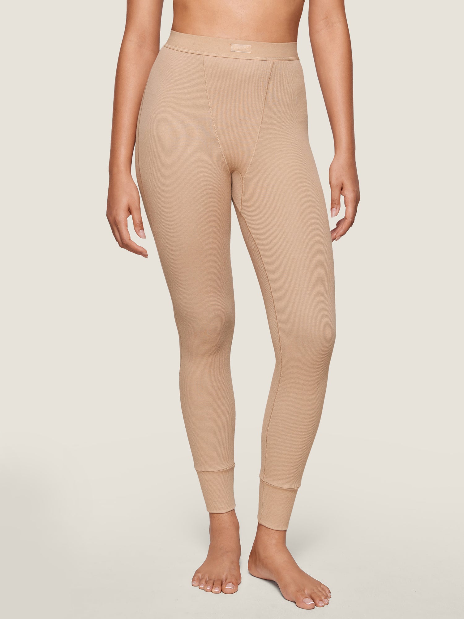 Cotton Rib High Waisted Legging Natural