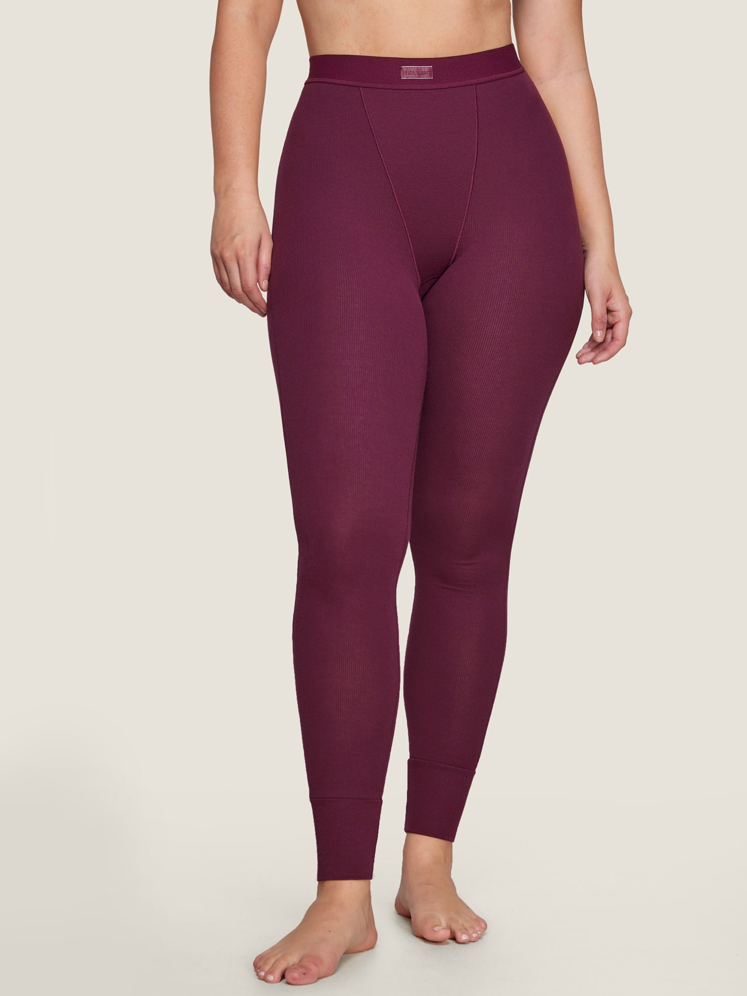 Cotton Rib High Waisted Legging Grape Wine