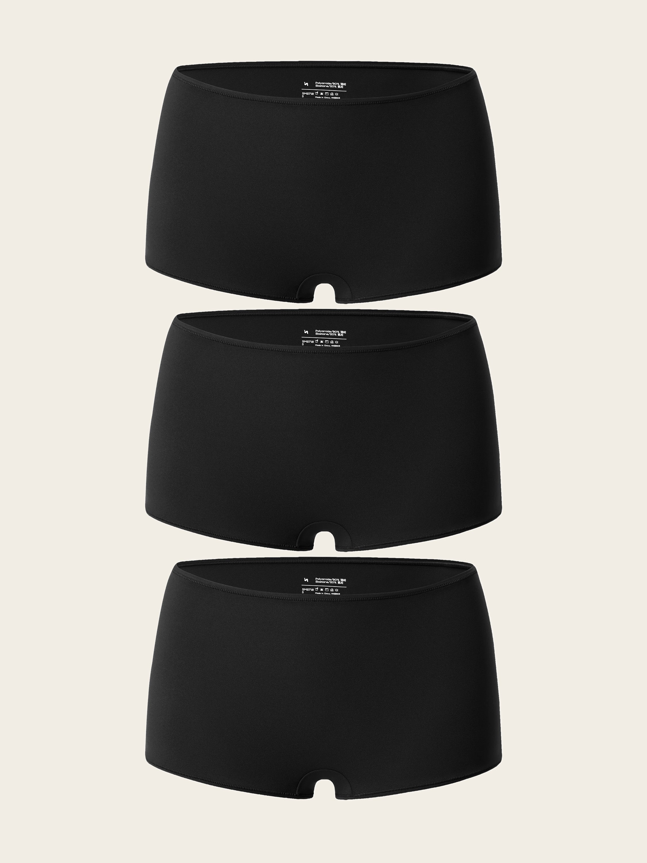 Inbarely® Soft Mid Waist Boy Shorts 3 Pack Black (3pack)