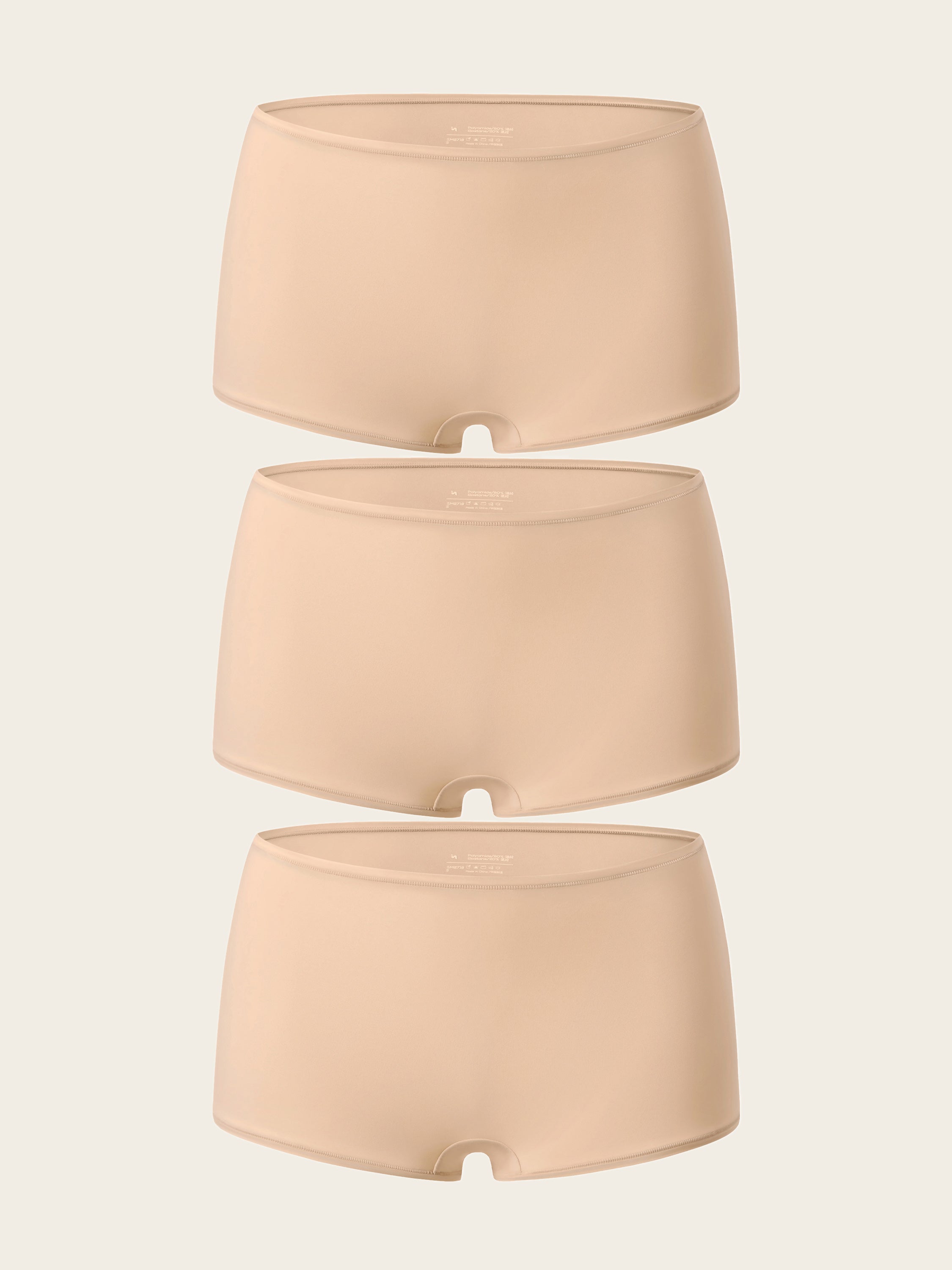 Inbarely® Soft Mid Waist Boy Shorts 3 Pack Warm Beige (3pack)