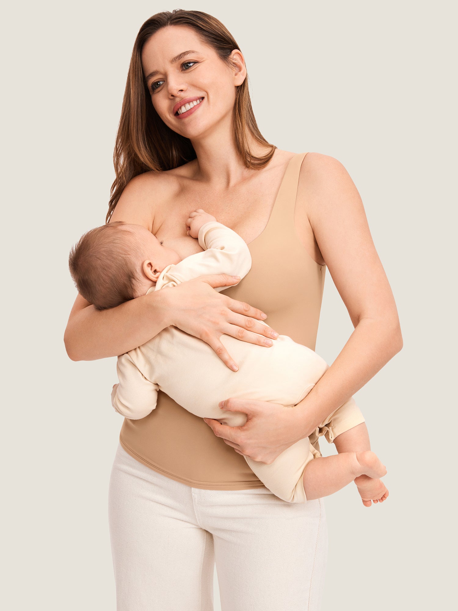 Inbarely® Square Neck Maternity Tank Top Desert skin