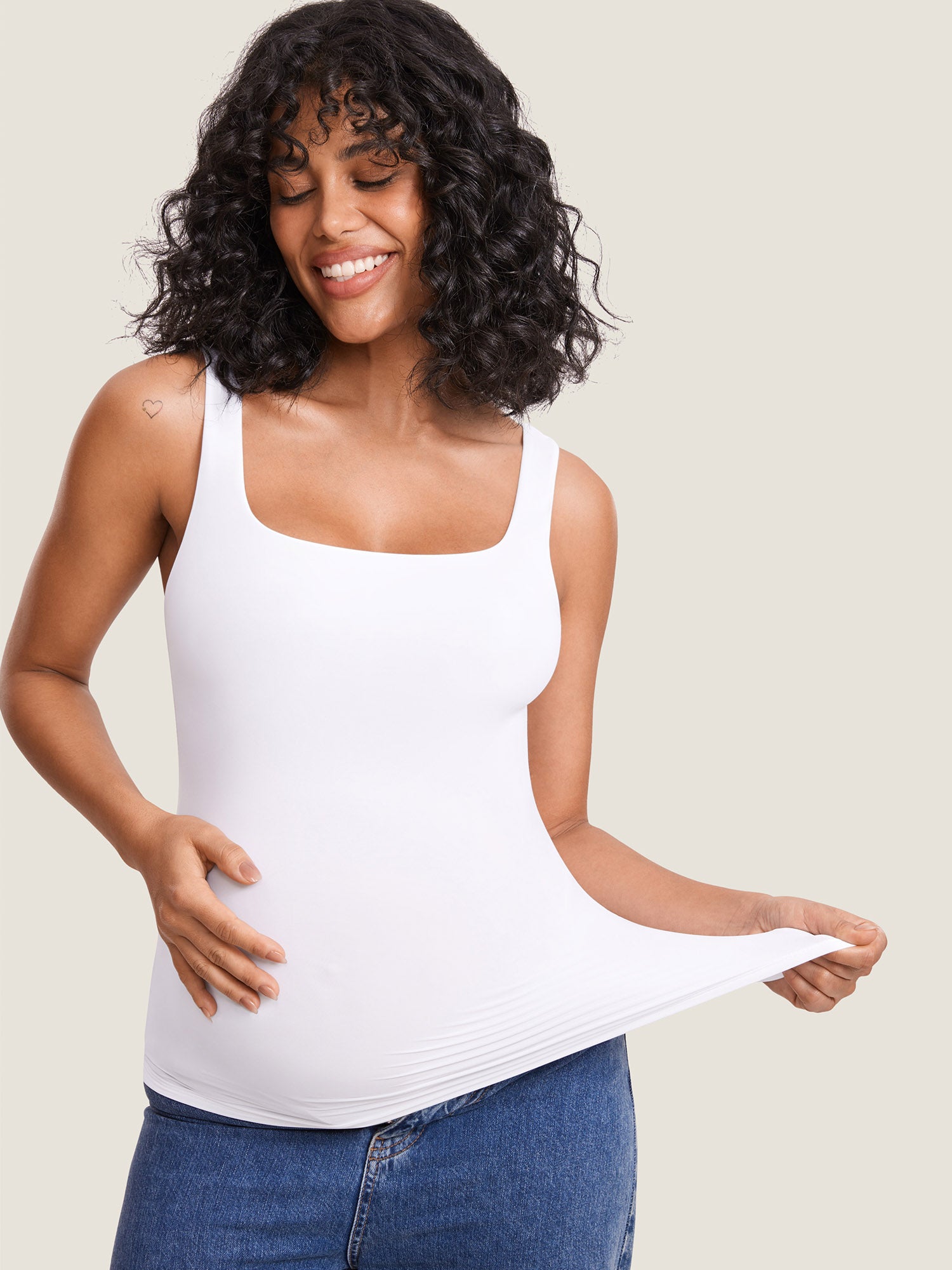 Inbarely® Square Neck Maternity Tank Top White