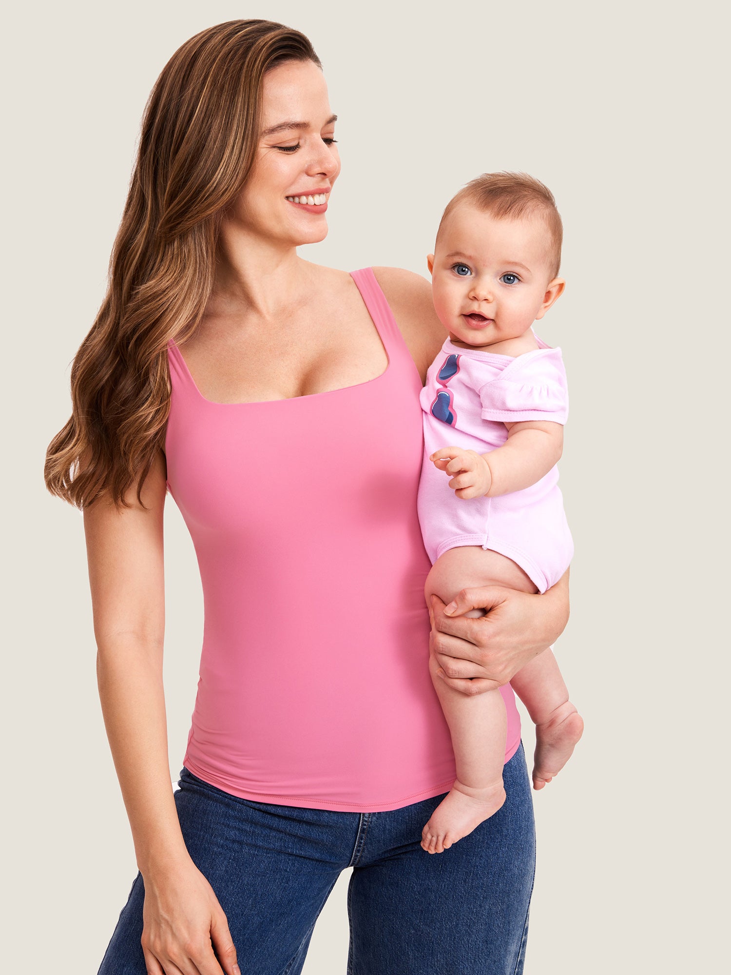 Inbarely® Square Neck Maternity Tank Top Crabapple Pink