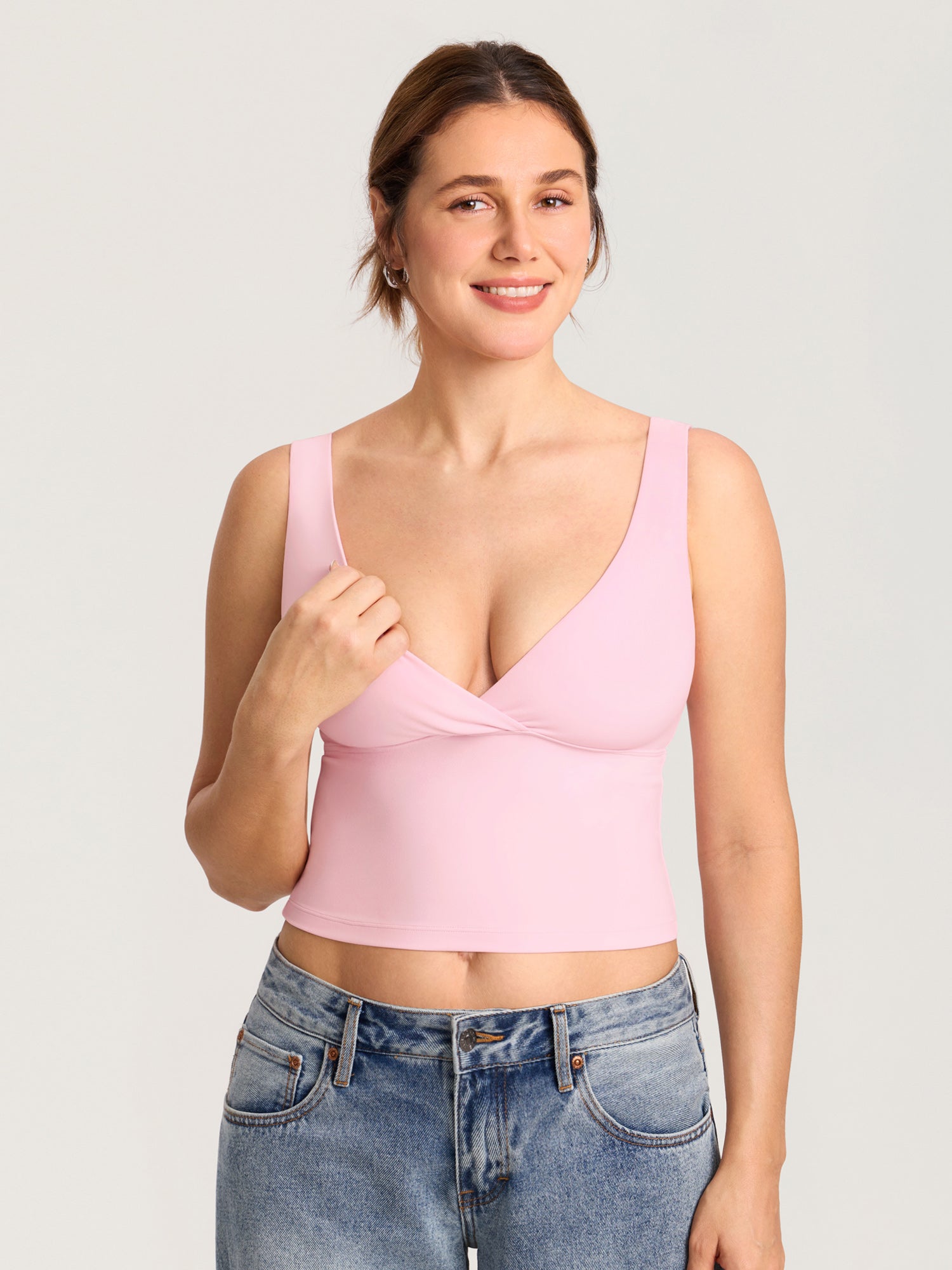 MOMANDA Natrelax® Crossover Nursing Crop Tank Top Moonlight Blue
