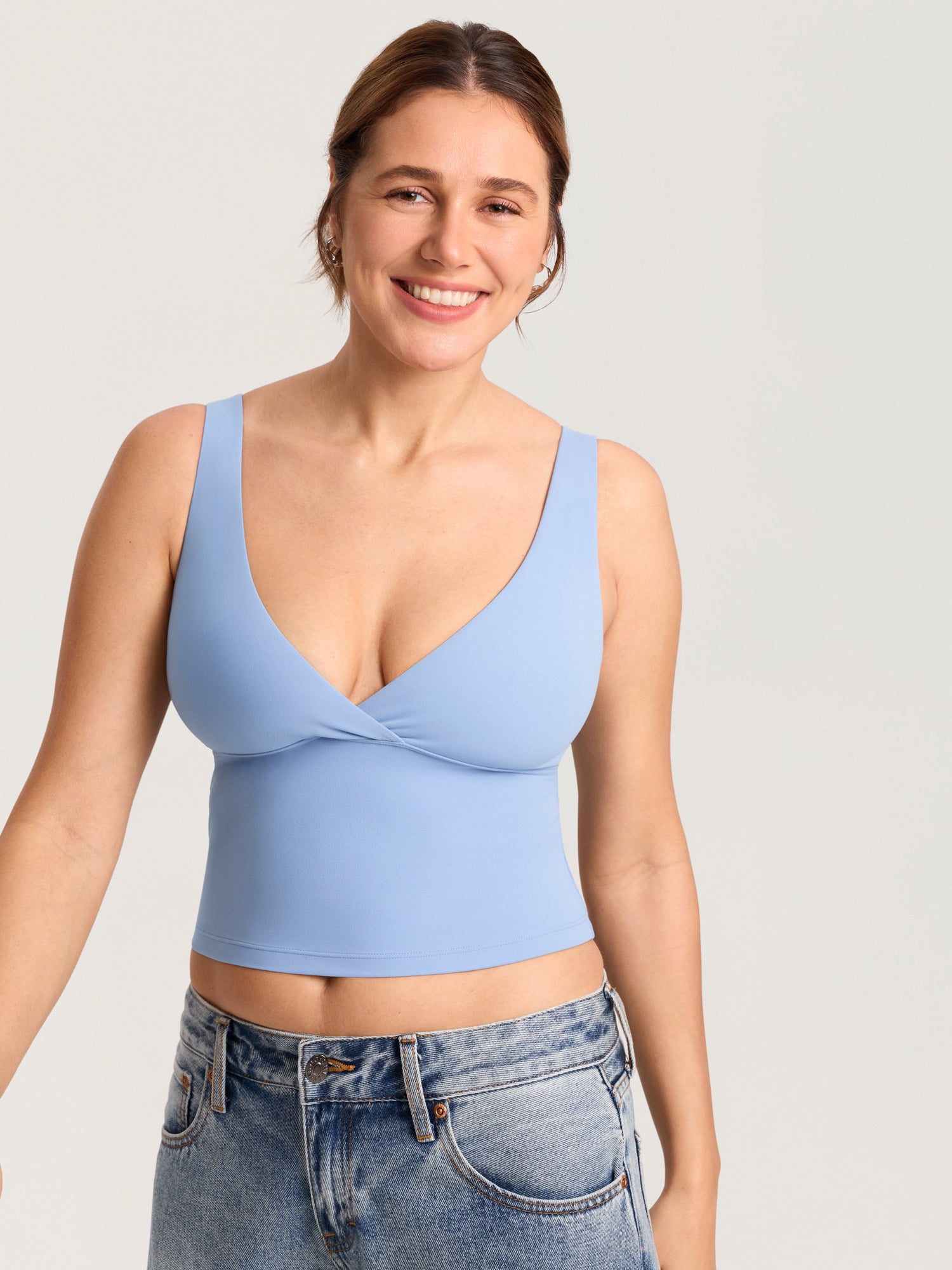 MOMANDA Natrelax® Crossover Nursing Crop Tank Top Moonlight Blue