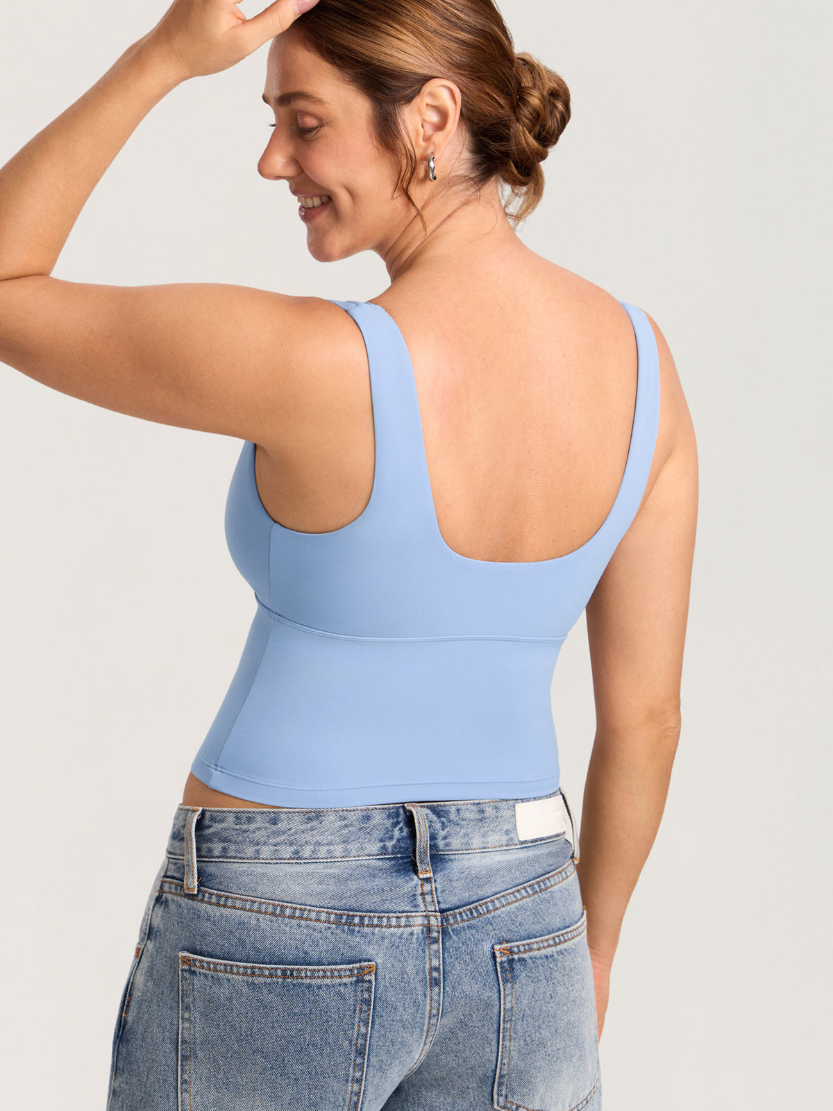 MOMANDA Natrelax® Crossover Nursing Crop Tank Top Moonlight Blue @model_info:MOM5