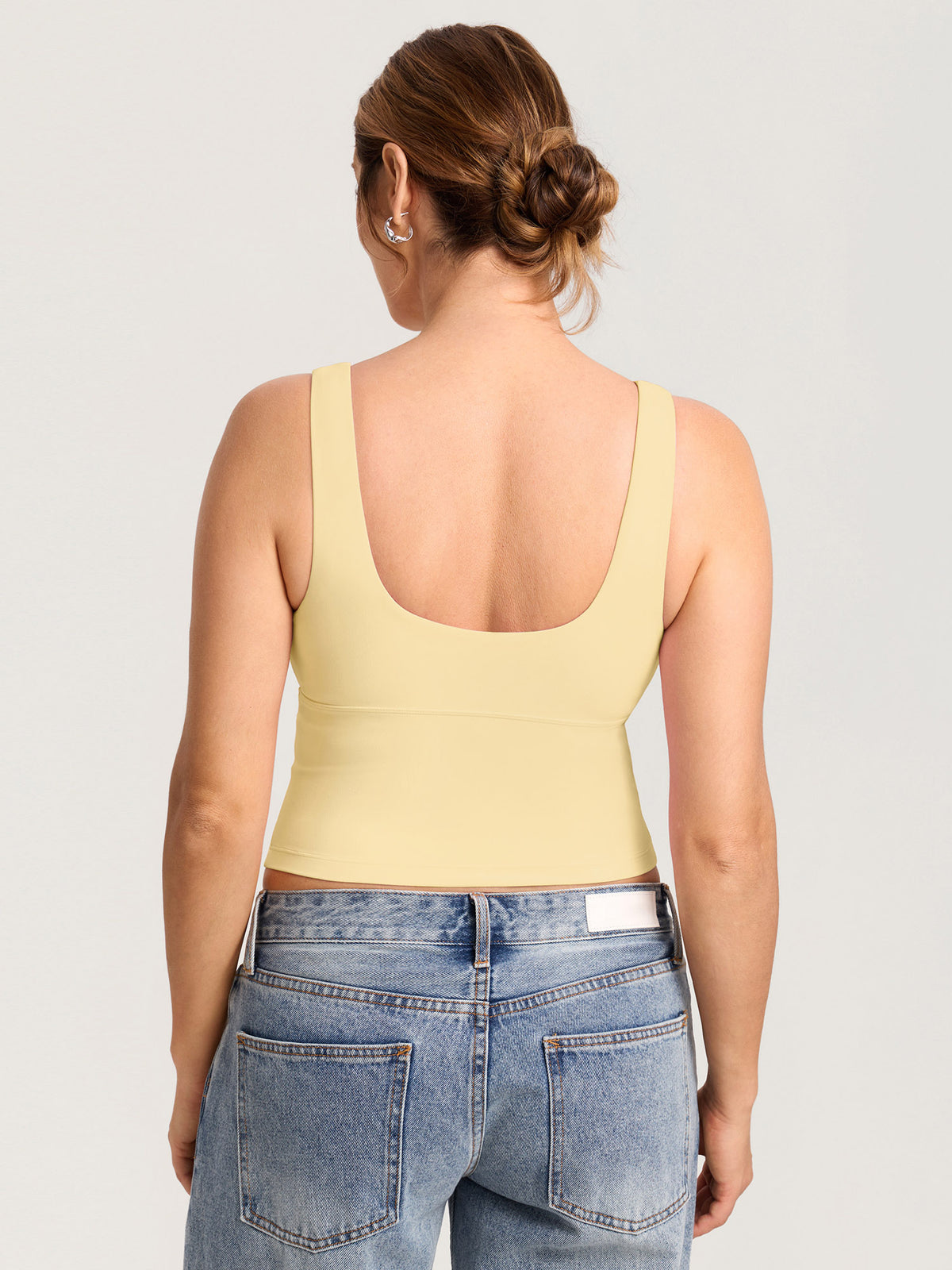 MOMANDA Natrelax® Crossover Nursing Crop Tank Top Butter @model_info:MOM2