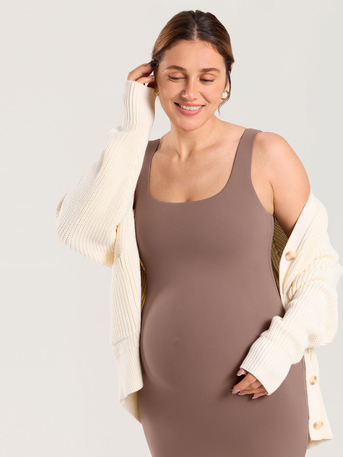 Natrelax® Bodycon Maternity Midi Dress - Back Slit