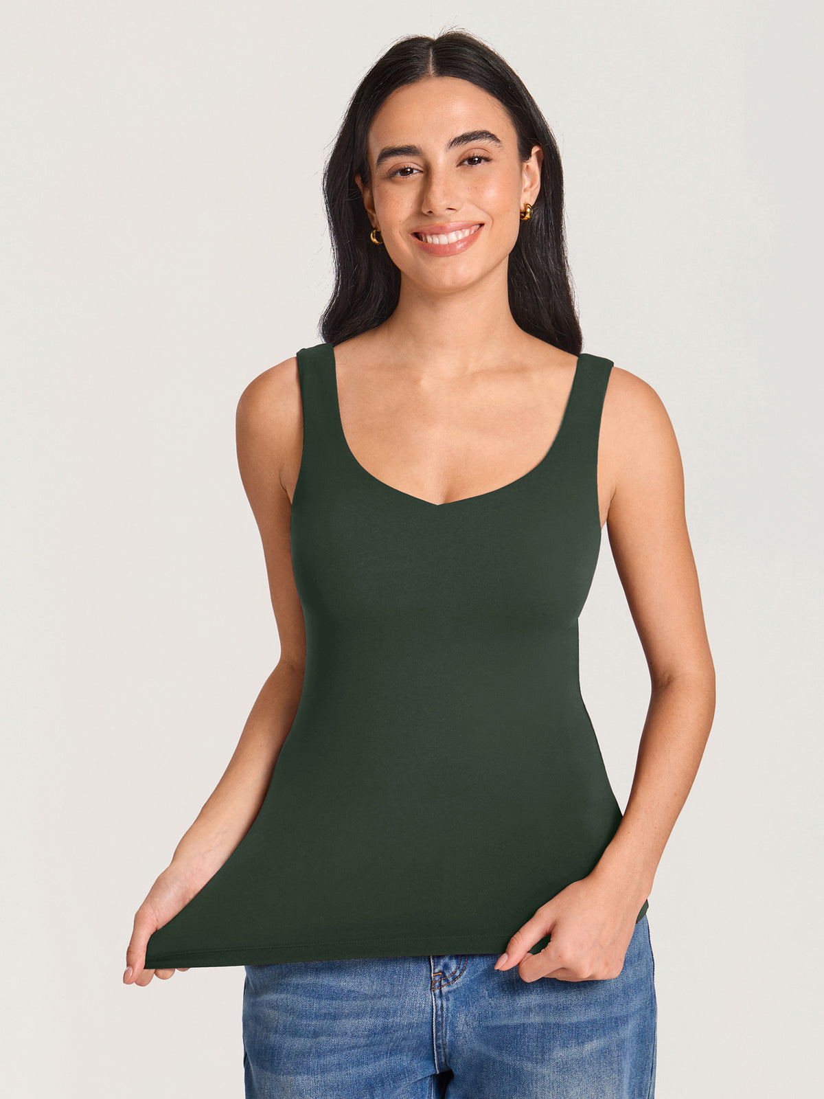 MOMANDA Naterlax® V Neck Nursing Tank Top Legend Green @model_info:MOM4