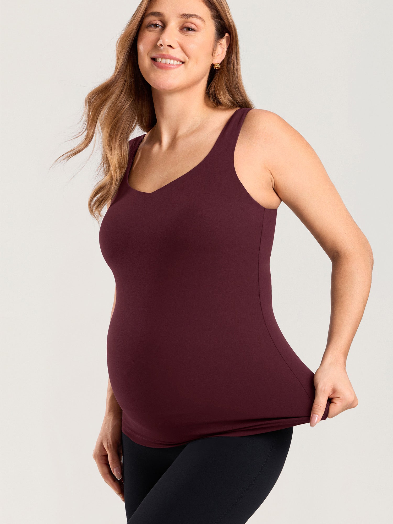 MOMANDA Naterlax® V Neck Nursing Tank Top Ripe Plum