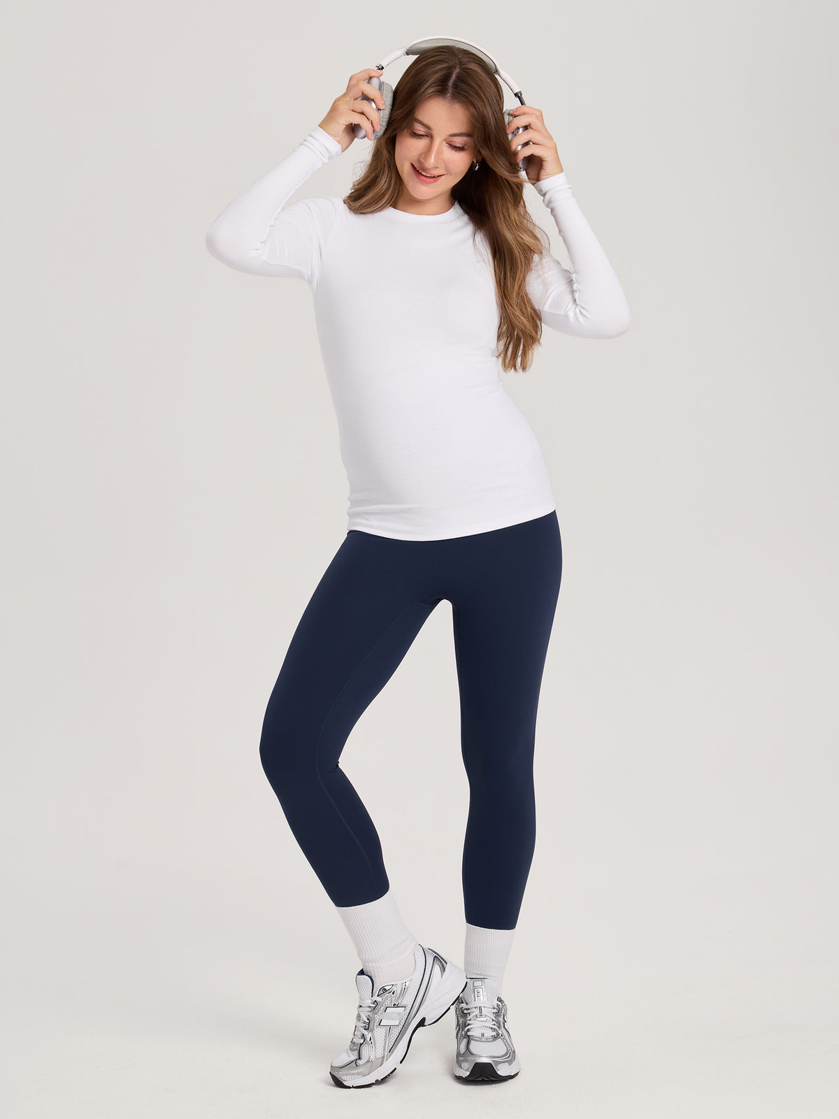 Cotton Rib Crew Neck Maternity Top