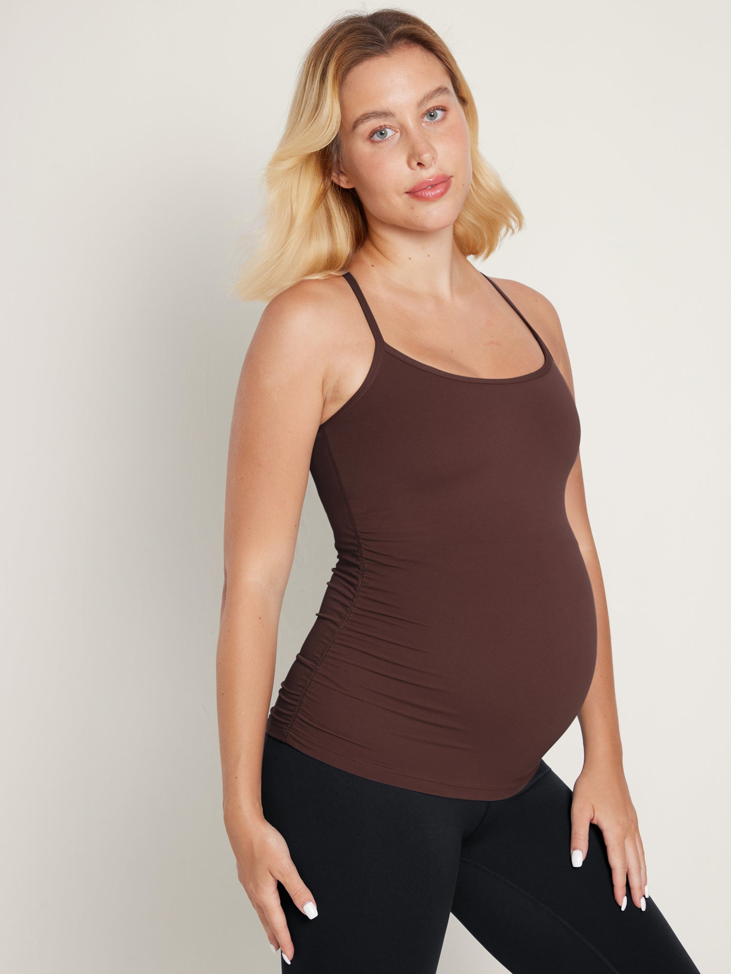 Women's Natrelax® Y Back Maternity Tank - Ruched Sides Black