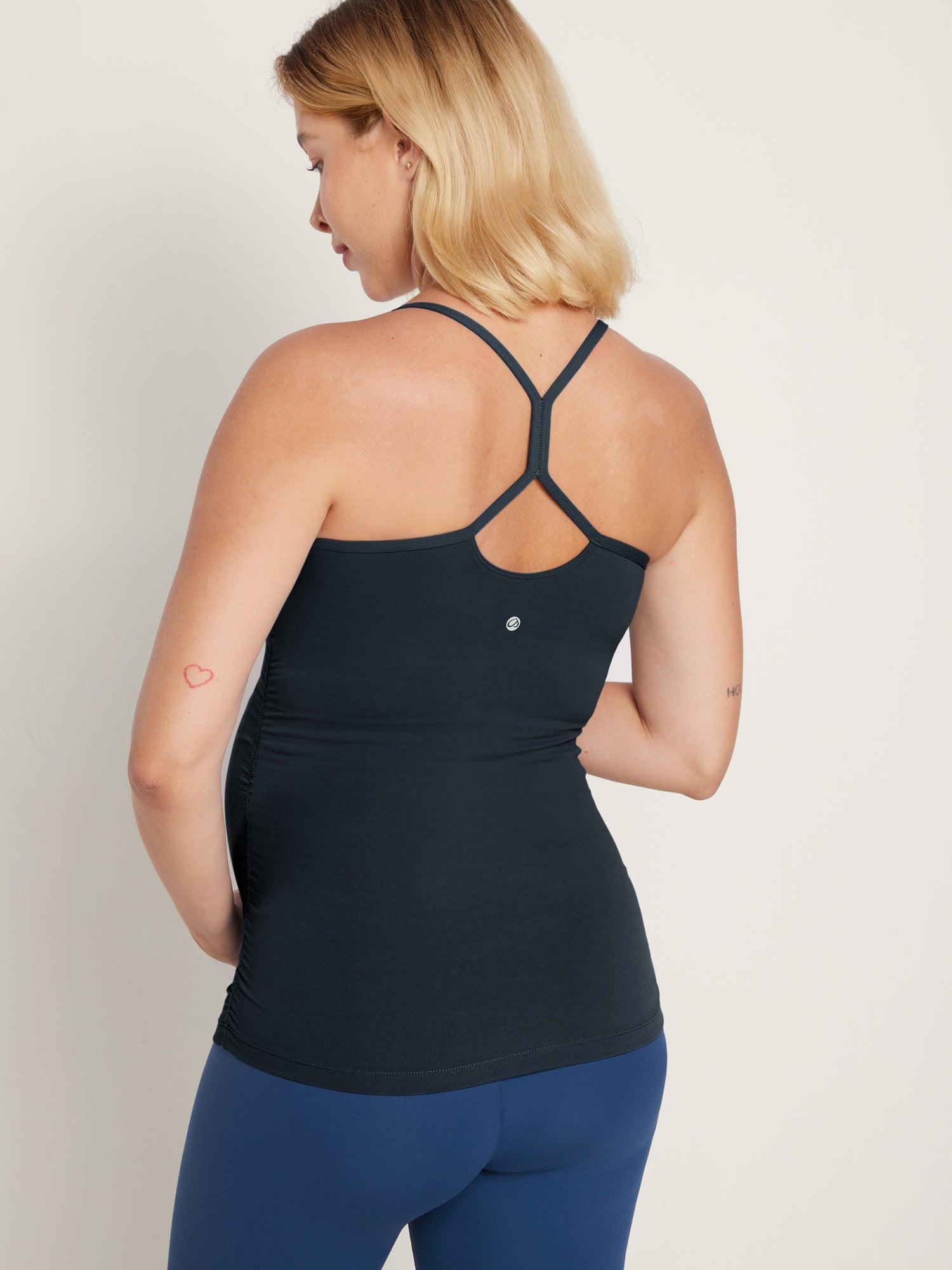 Women's Natrelax® Y Back Maternity Tank - Ruched Sides Black