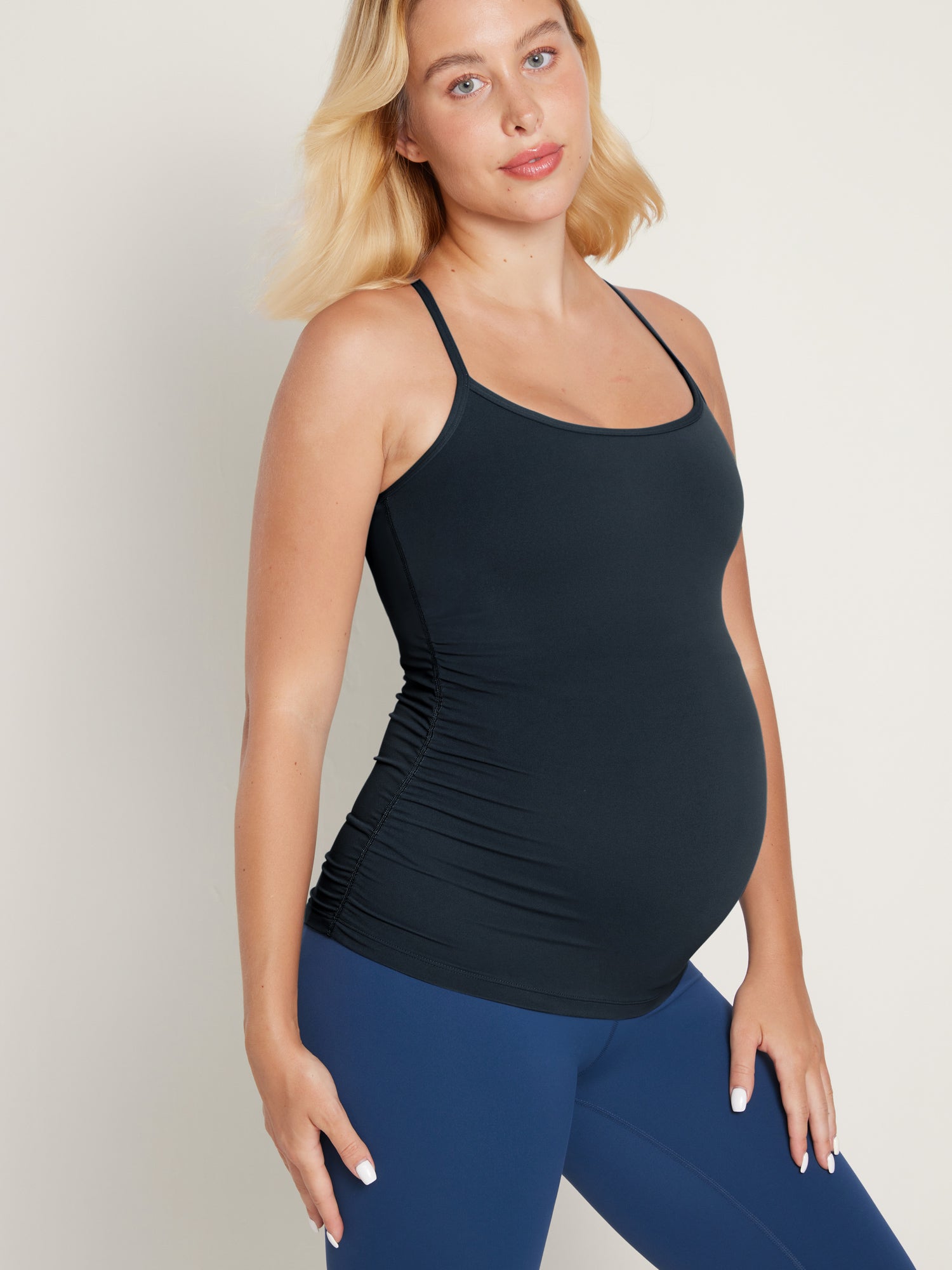 Women's Natrelax® Y Back Maternity Tank - Ruched Sides Black