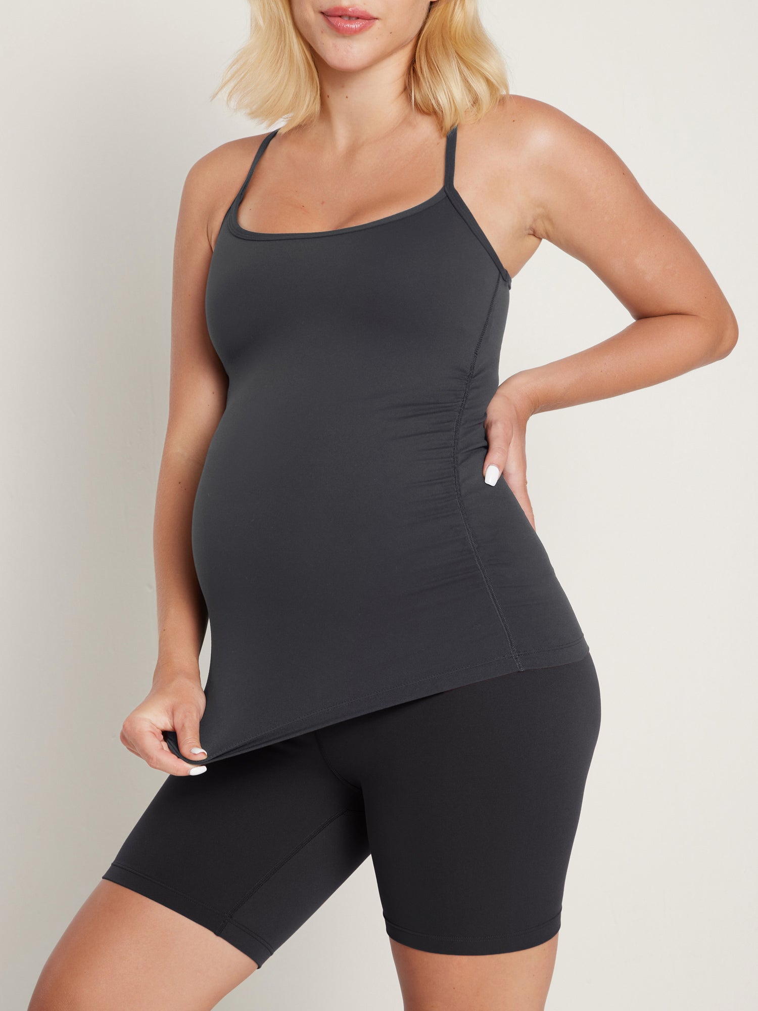 Women's Natrelax® Y Back Maternity Tank - Ruched Sides Black