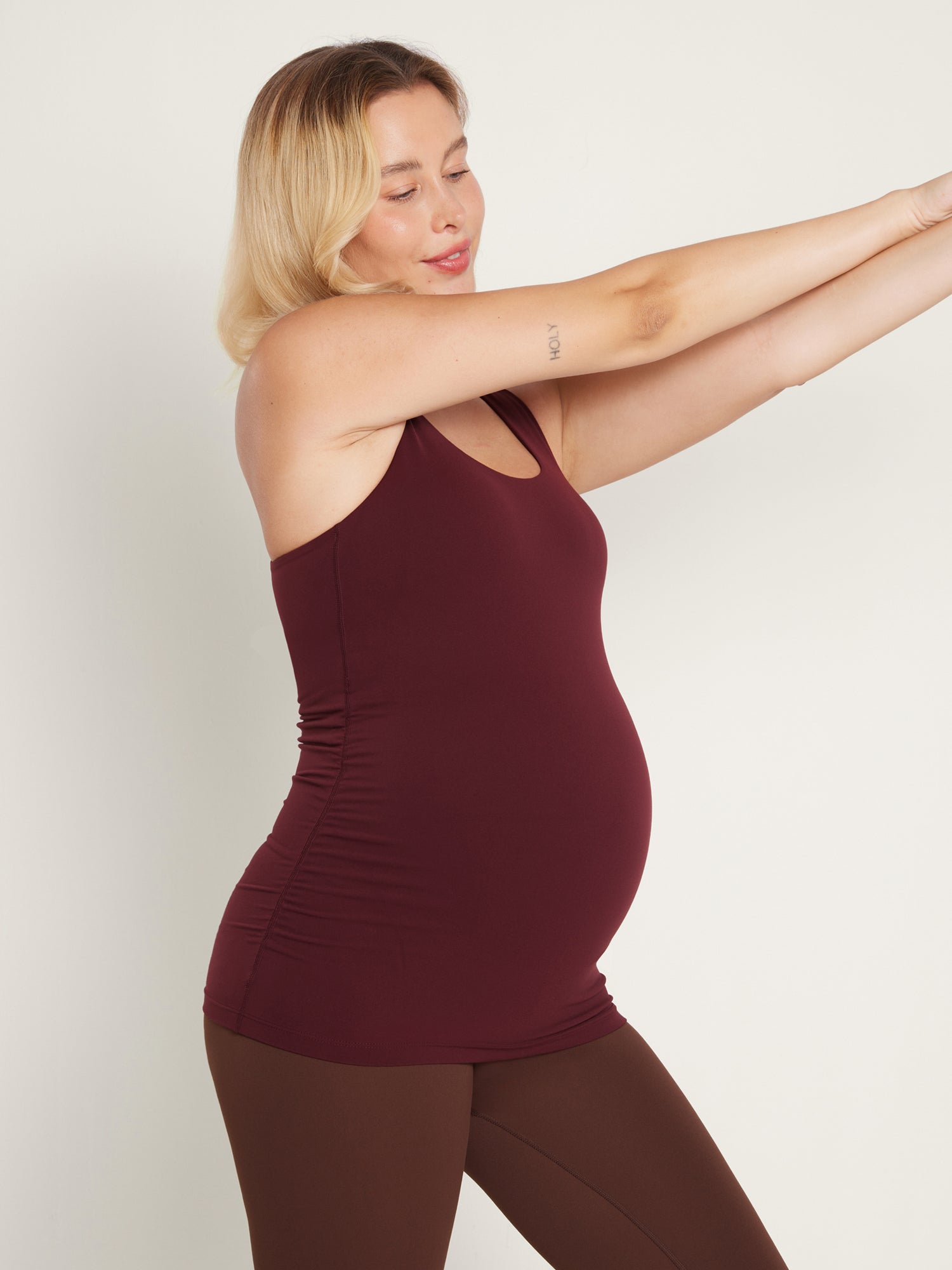 Natrelax® Racerback Maternity Tank - Ruched Sides Red Merlot