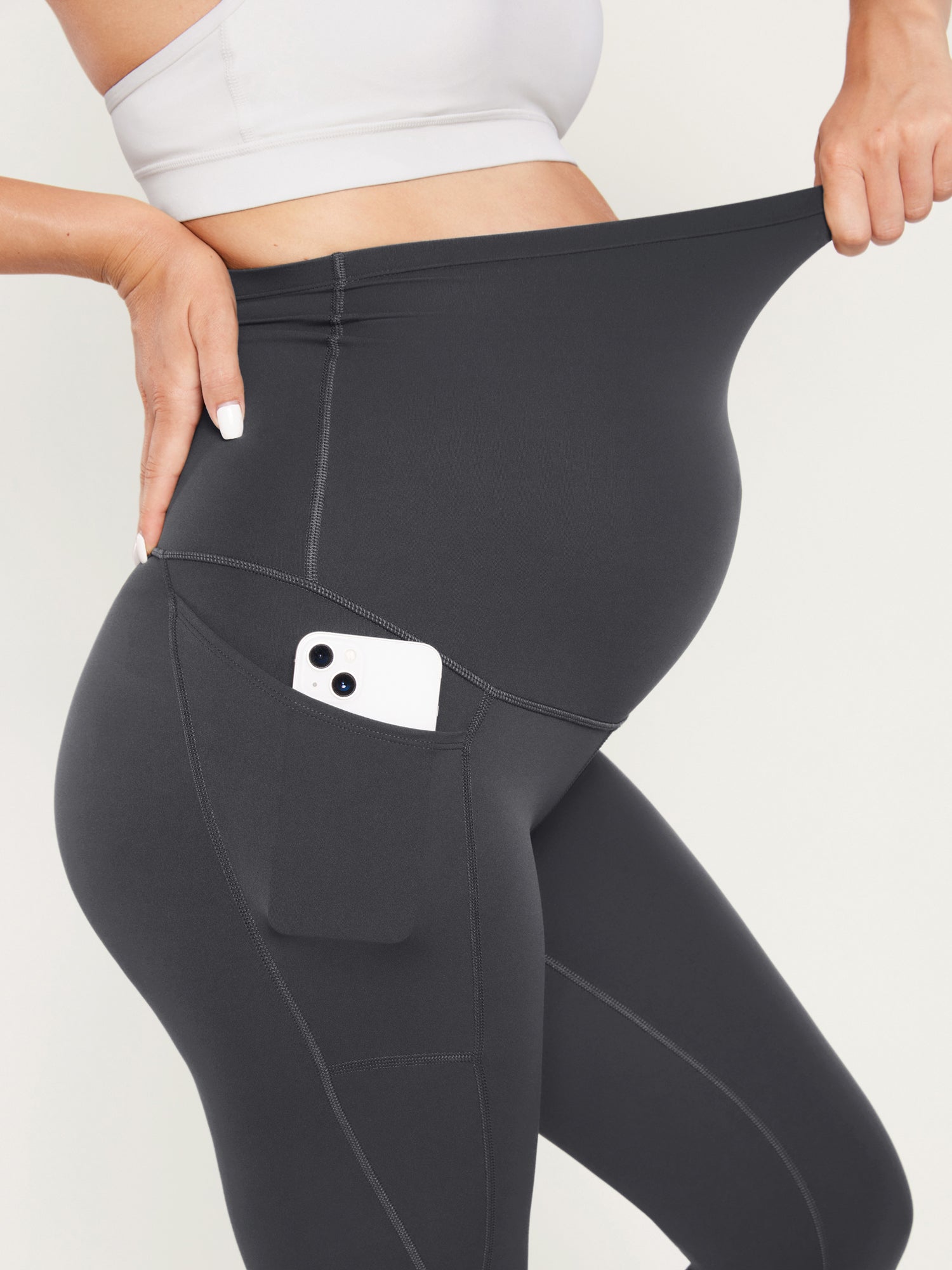 Women's Maternity Leggings With Pockets Natrelax 25'' Olive Green