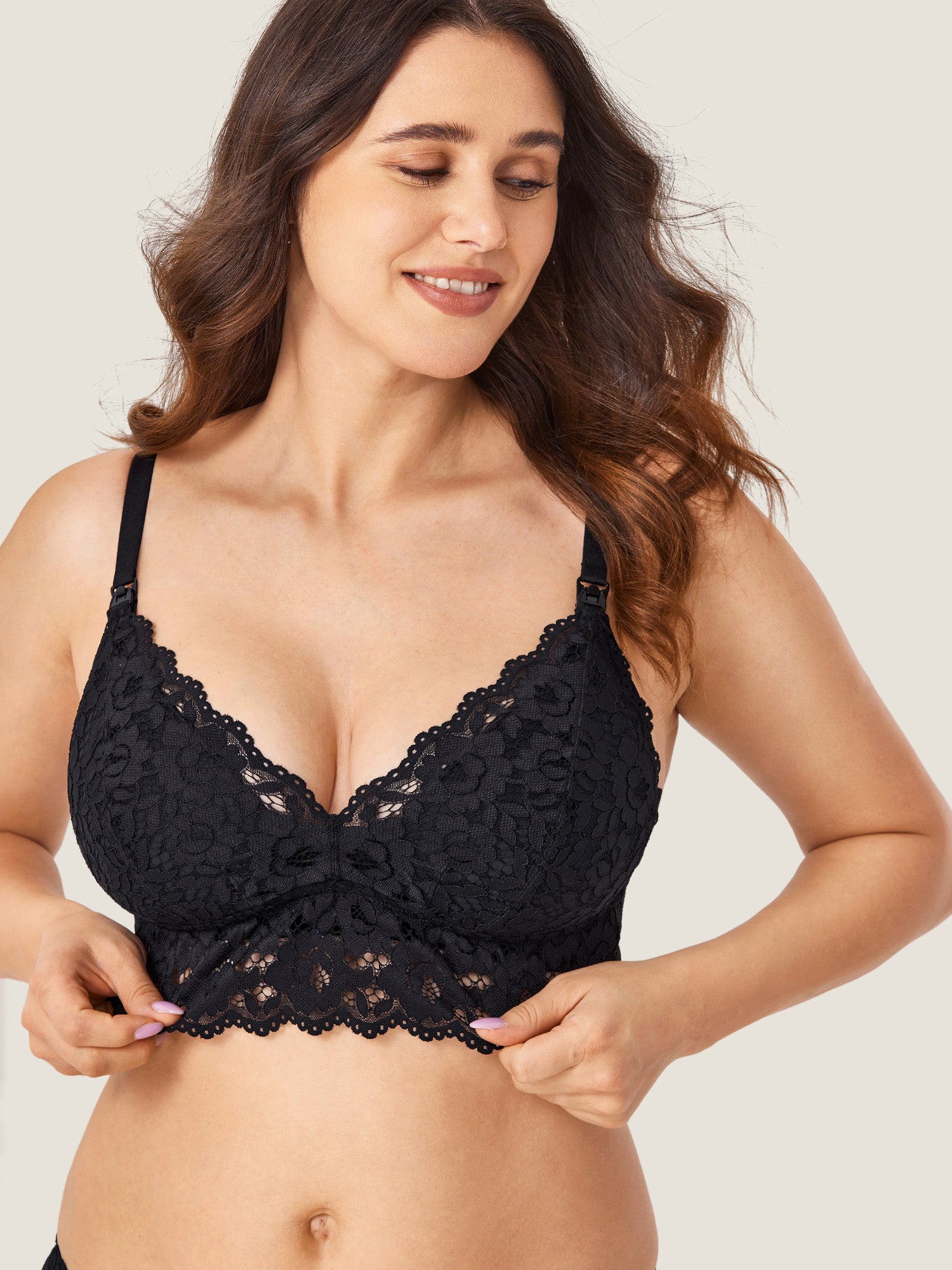 More Coverage Lace Plunge Nursing Bralette